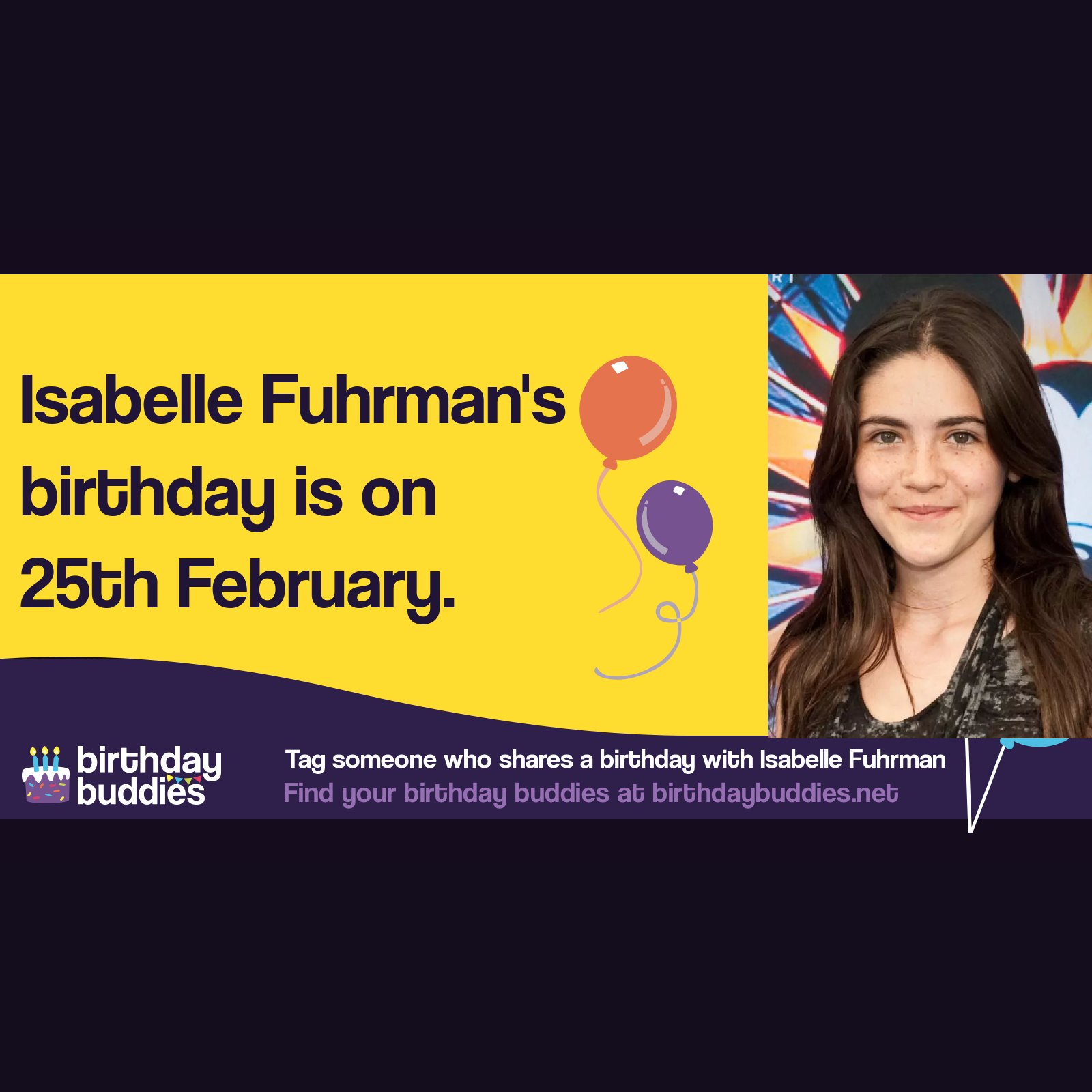 Isabelle Fuhrman’s birthday is 25th February 1997