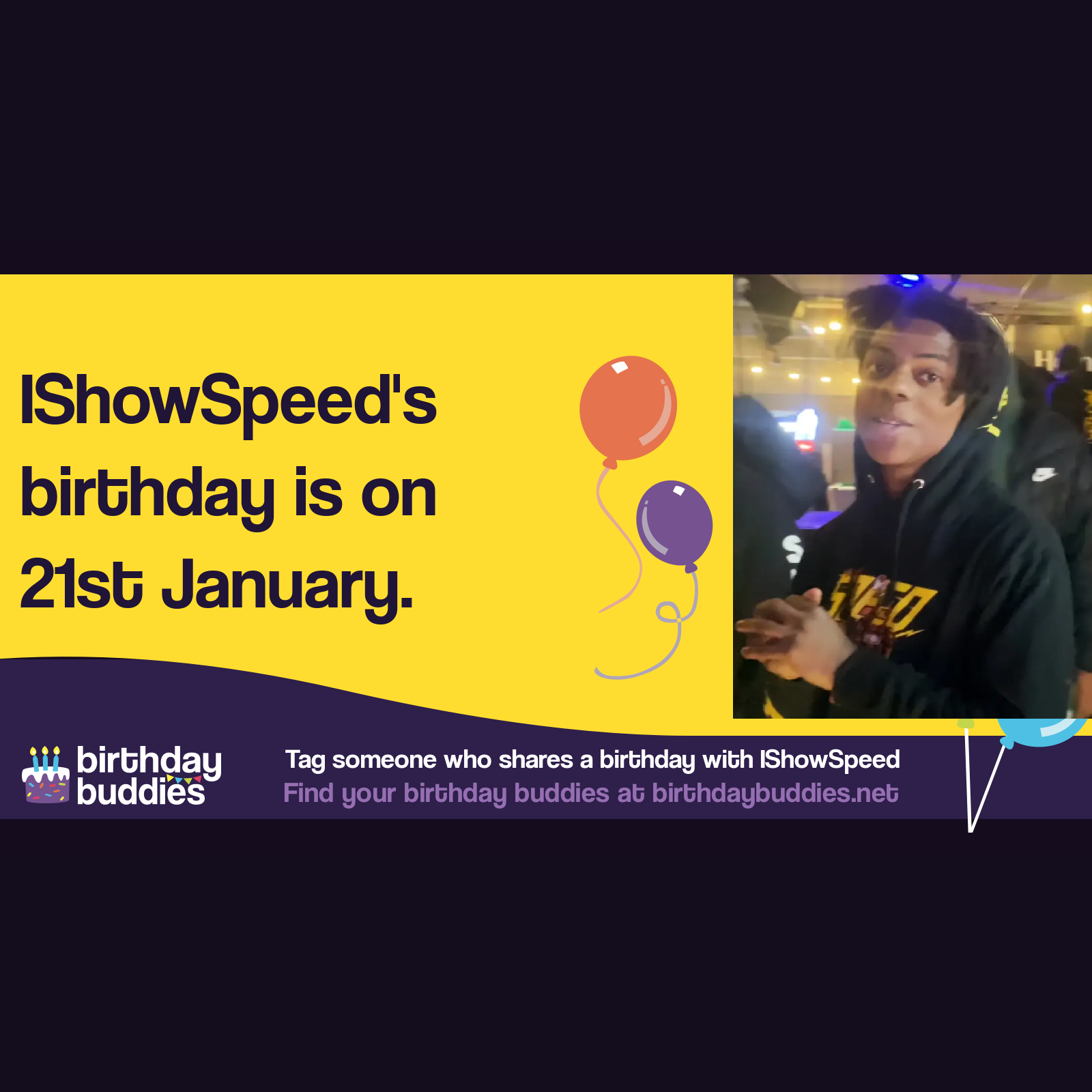 IShowSpeed's birthday is 21st January 2005