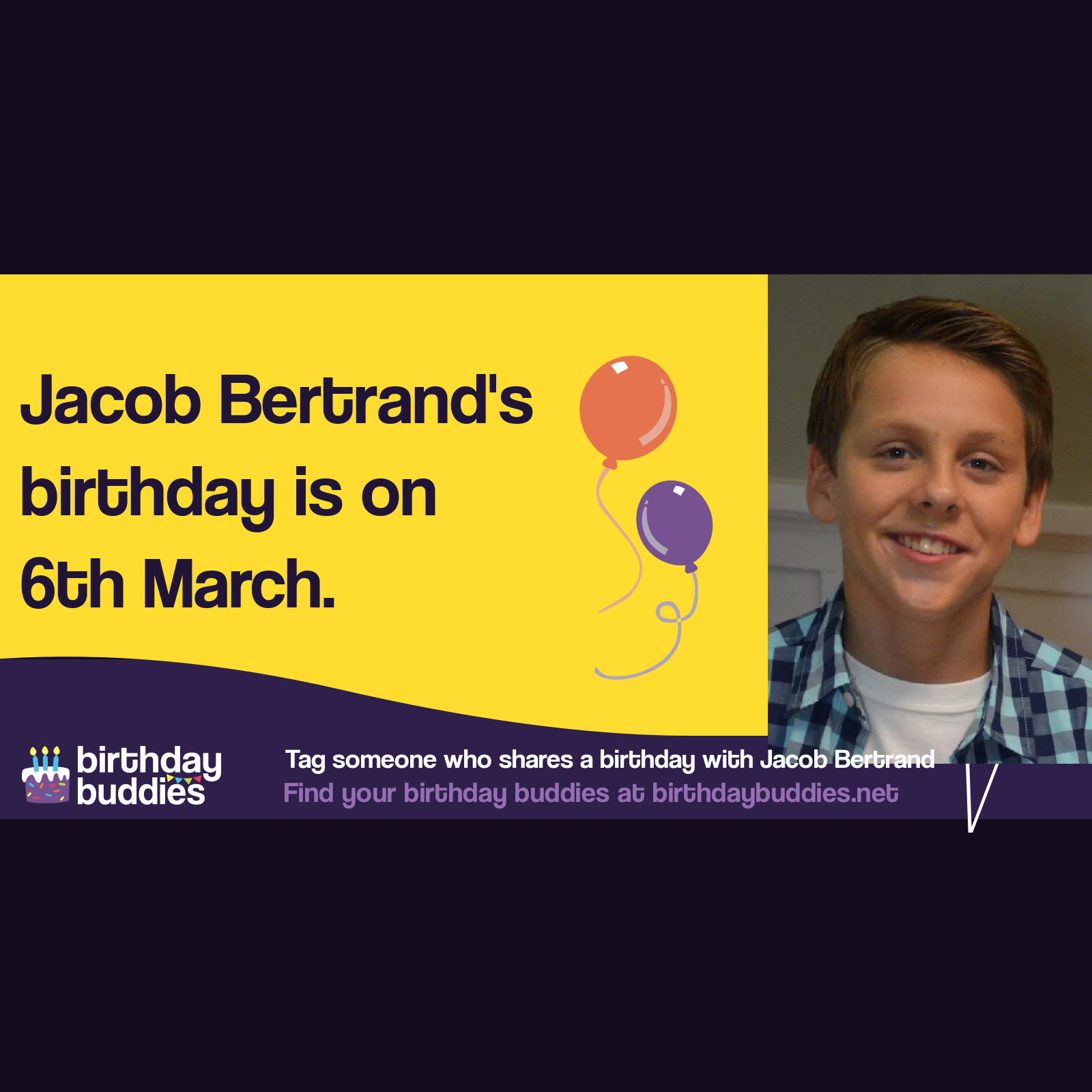 Jacob Bertrand's birthday is 6th March 2000