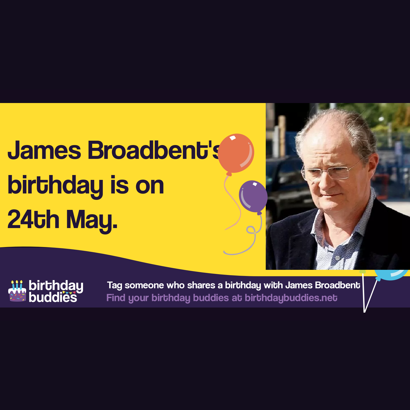 James Broadbent's birthday is 24th May 1949