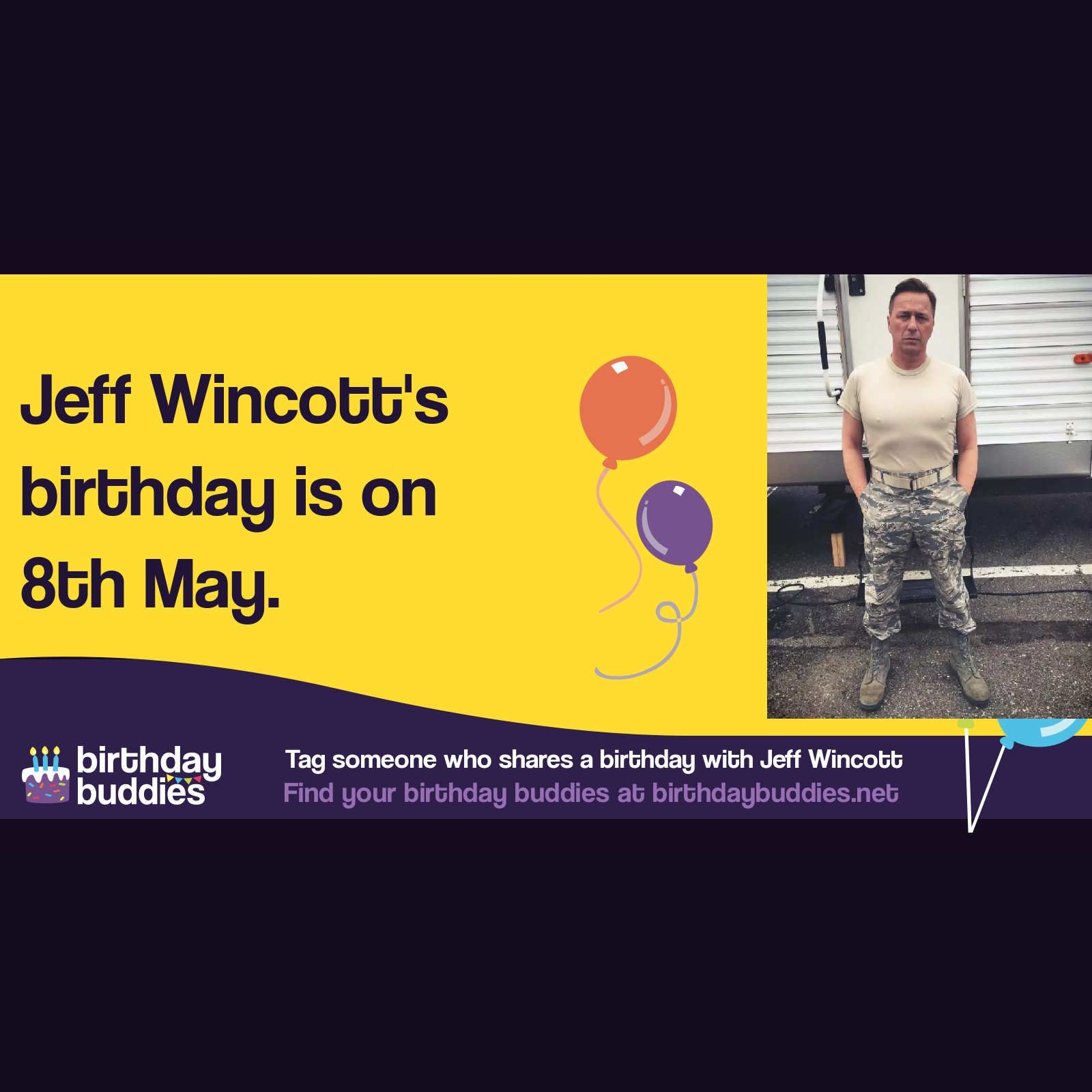Jeff Wincott&rsquo;s birthday is 8th May 1956