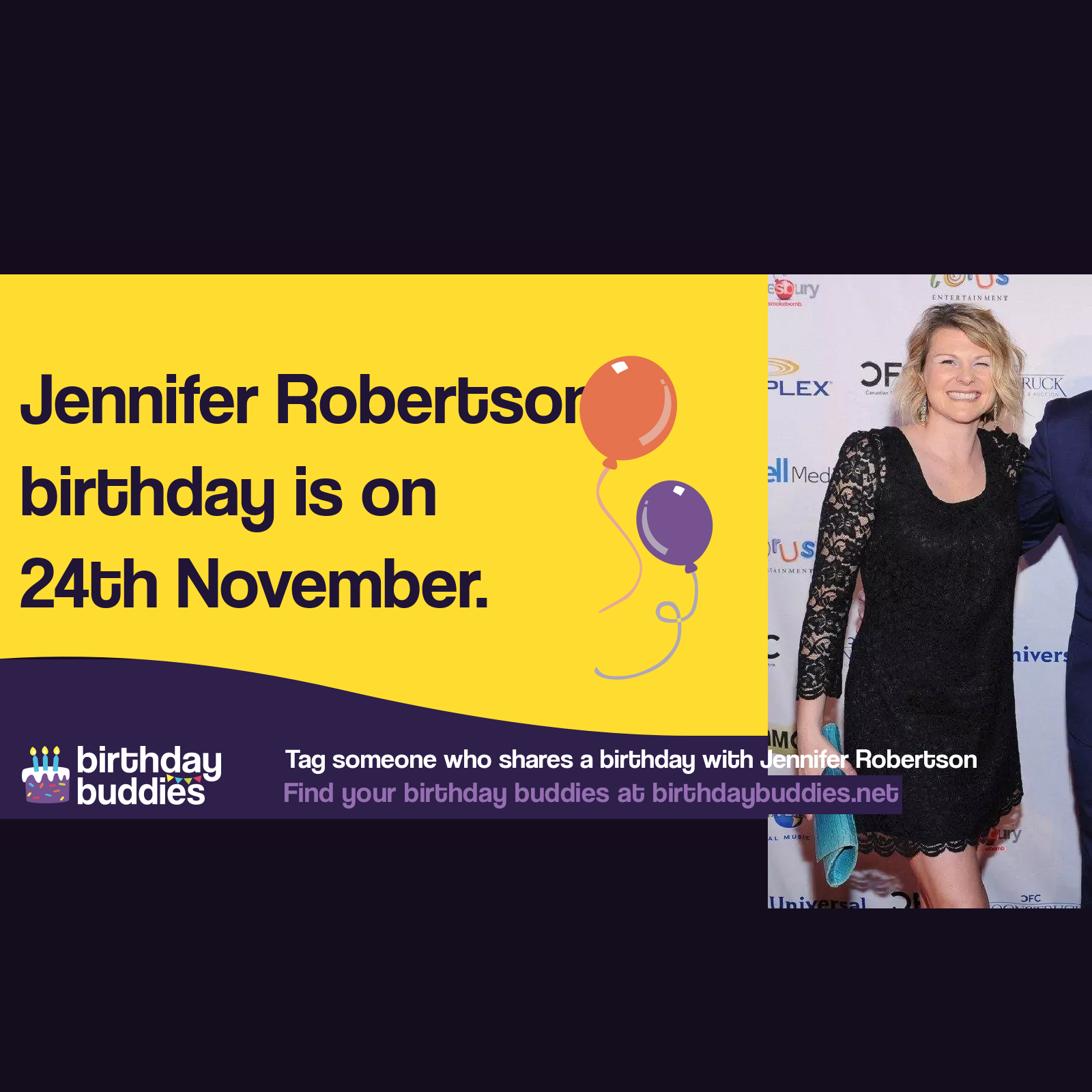 Jennifer Robertson’s birthday is 30th November 1970