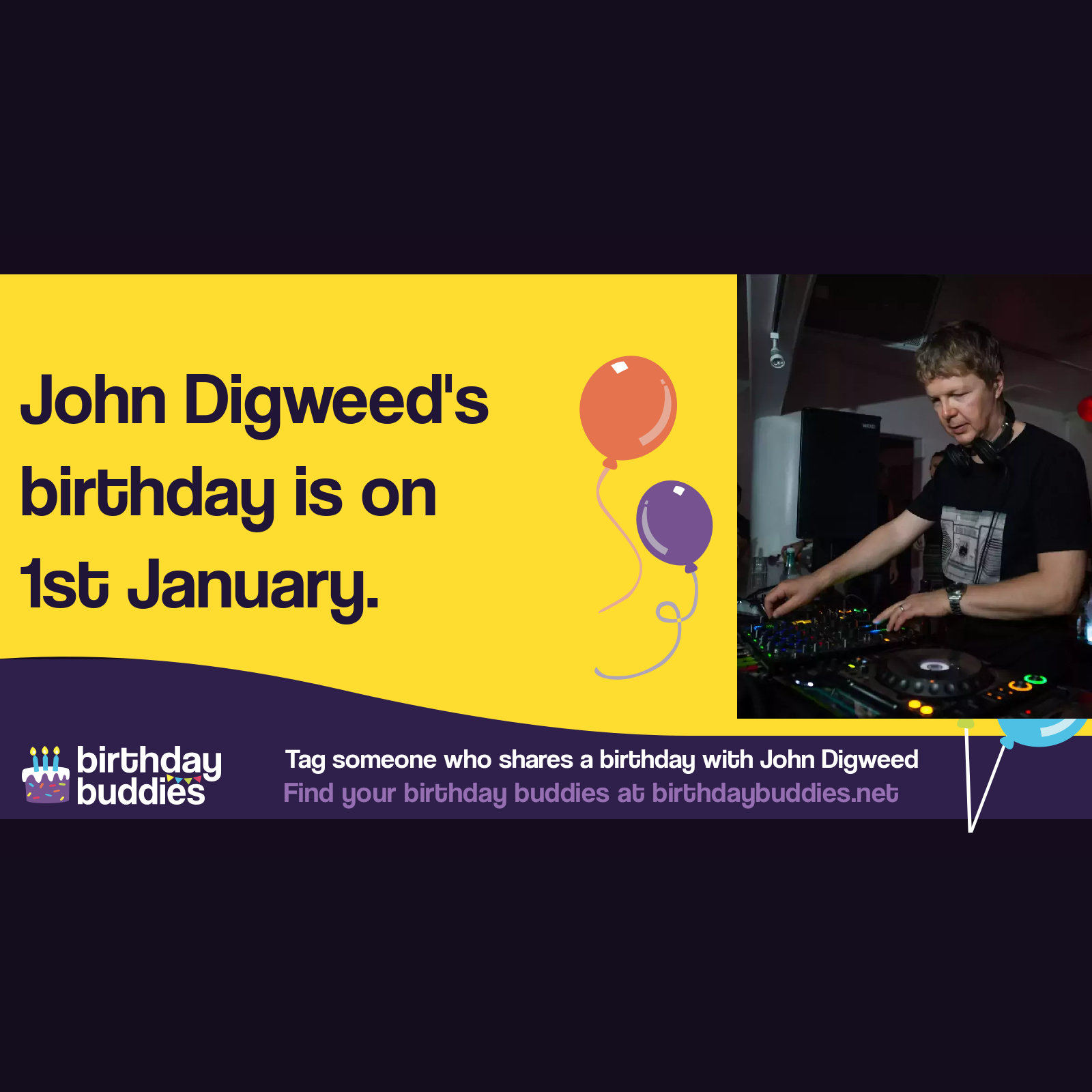 John Digweed’s birthday is 1st January 1967