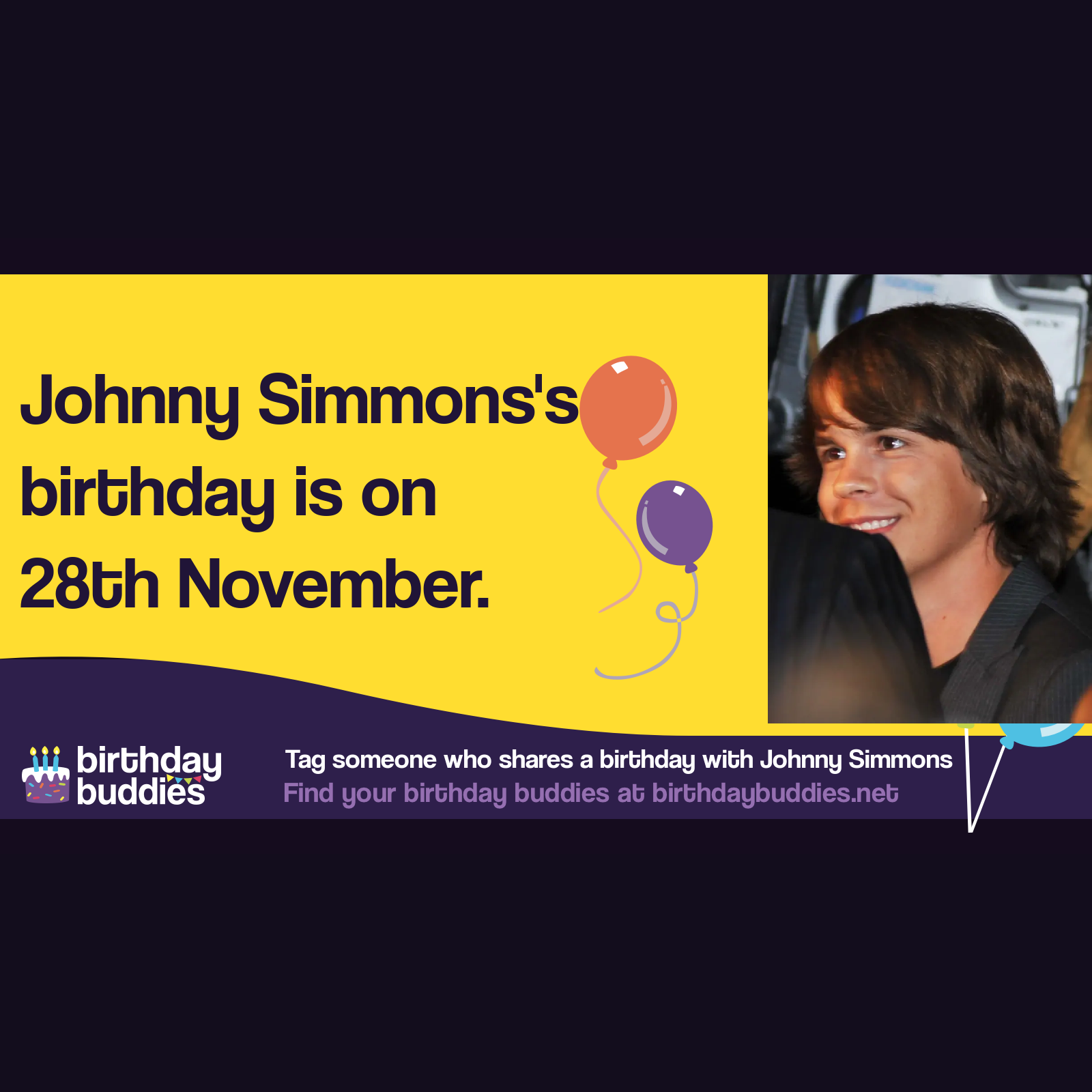 Johnny Simmons's birthday is 28th November 1986