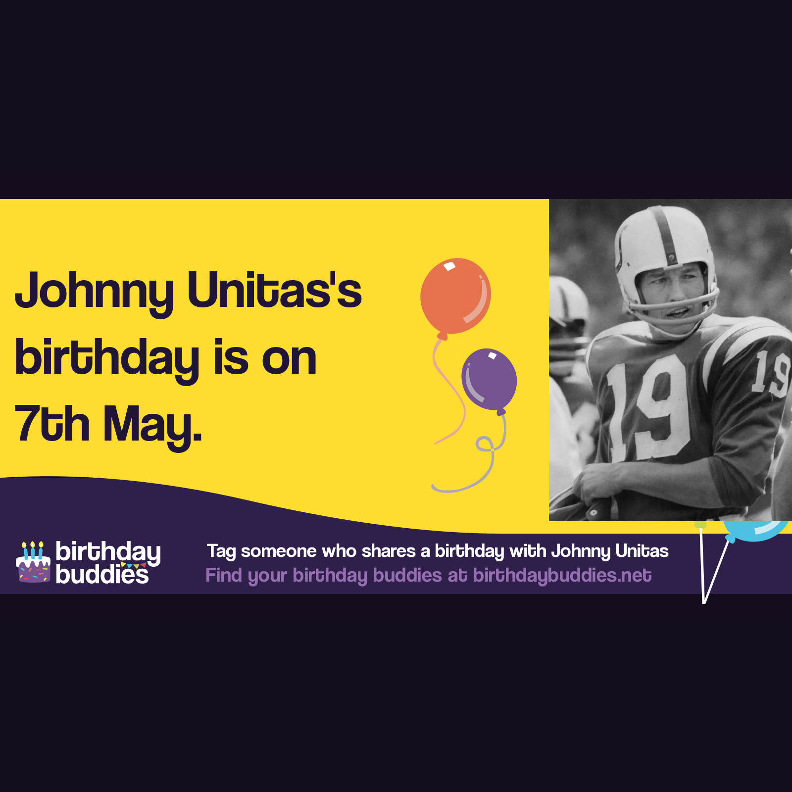 Johnny Unitas's birthday was 7th May 1933