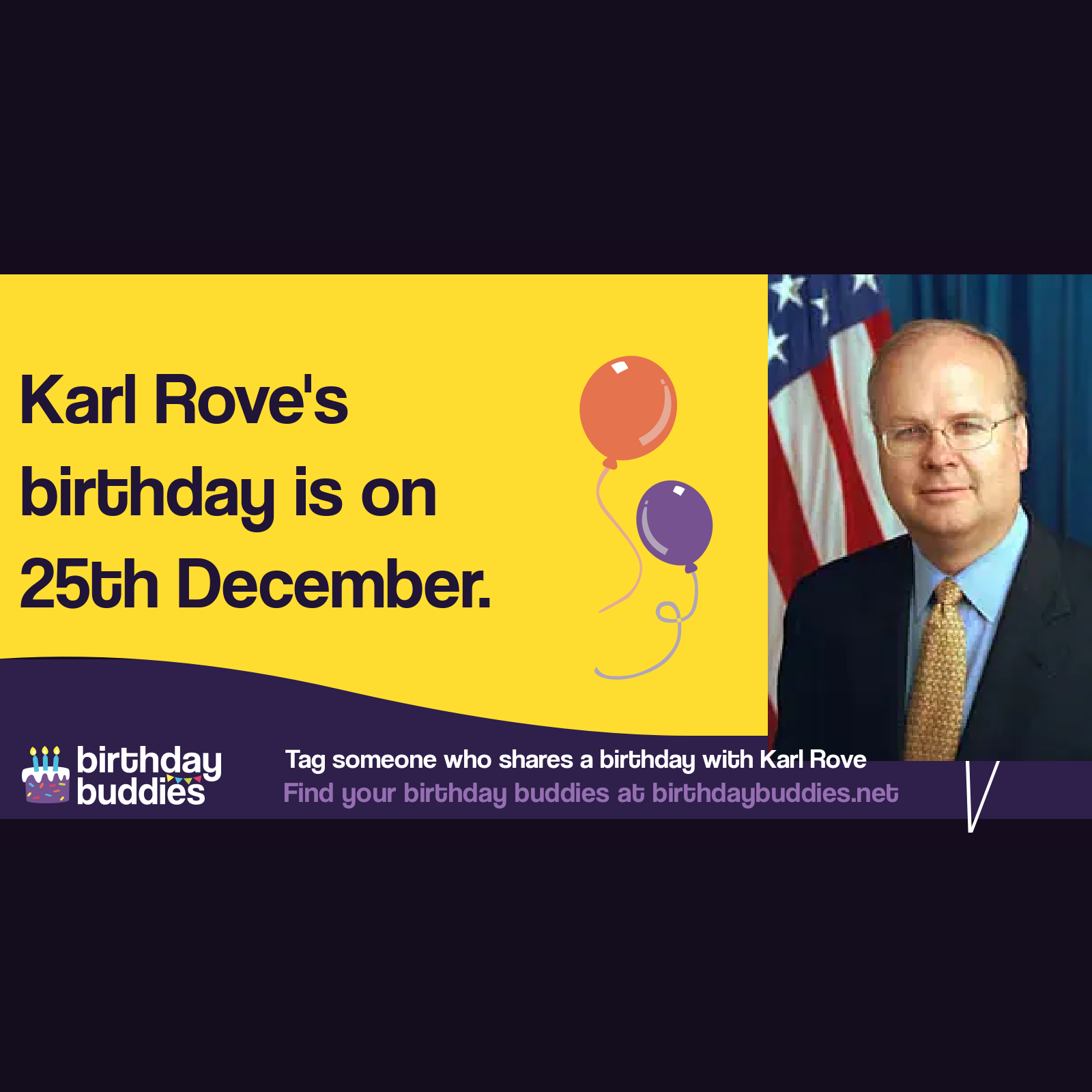 Karl Rove's birthday is 25th December 1950