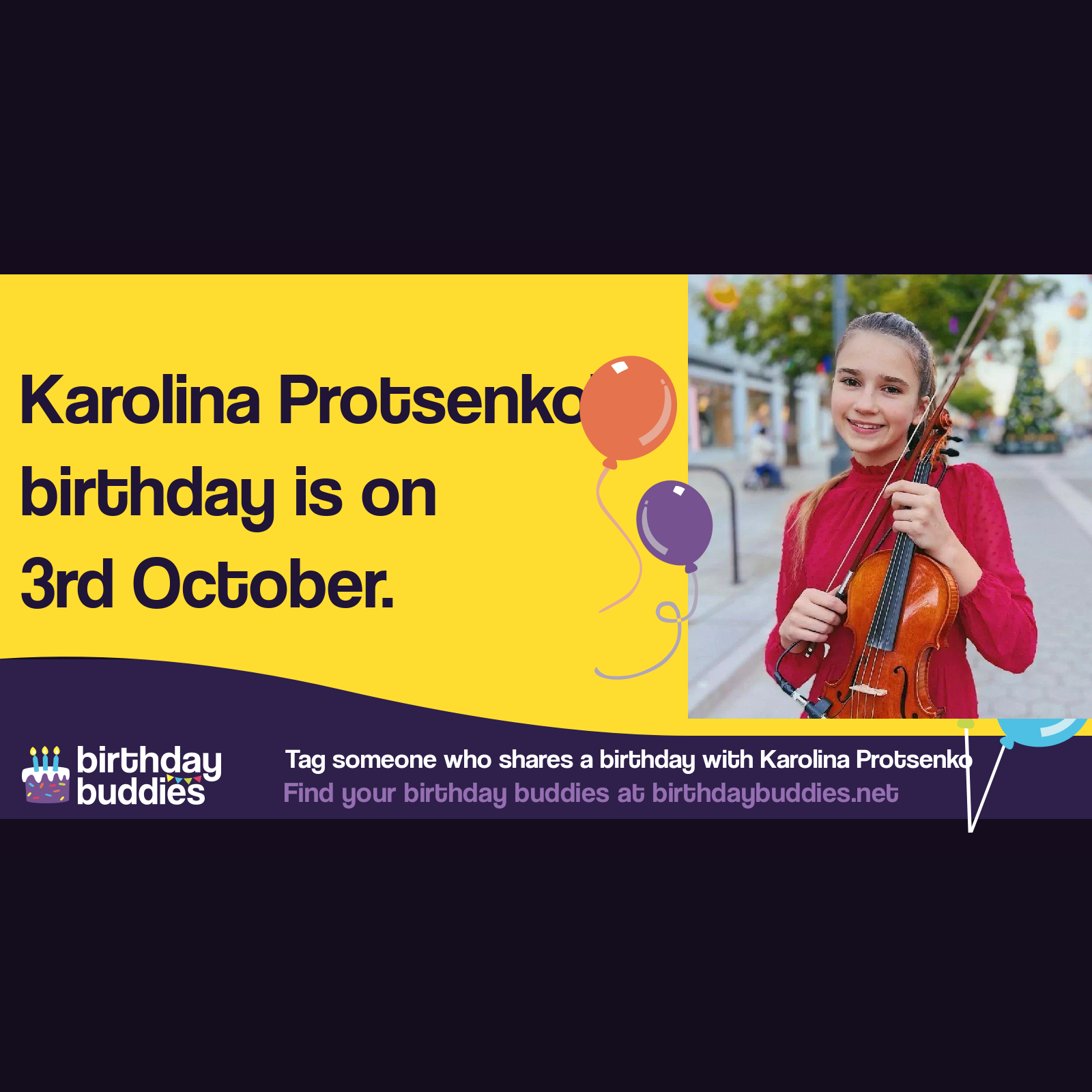 Karolina Protsenko’s birthday is 3rd October 2008