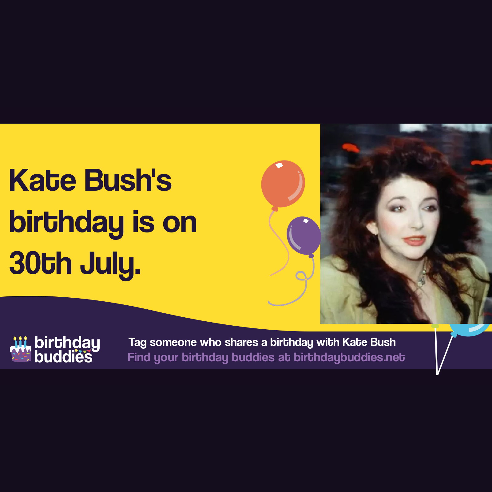 Kate Bush’s birthday is 30th July 1958