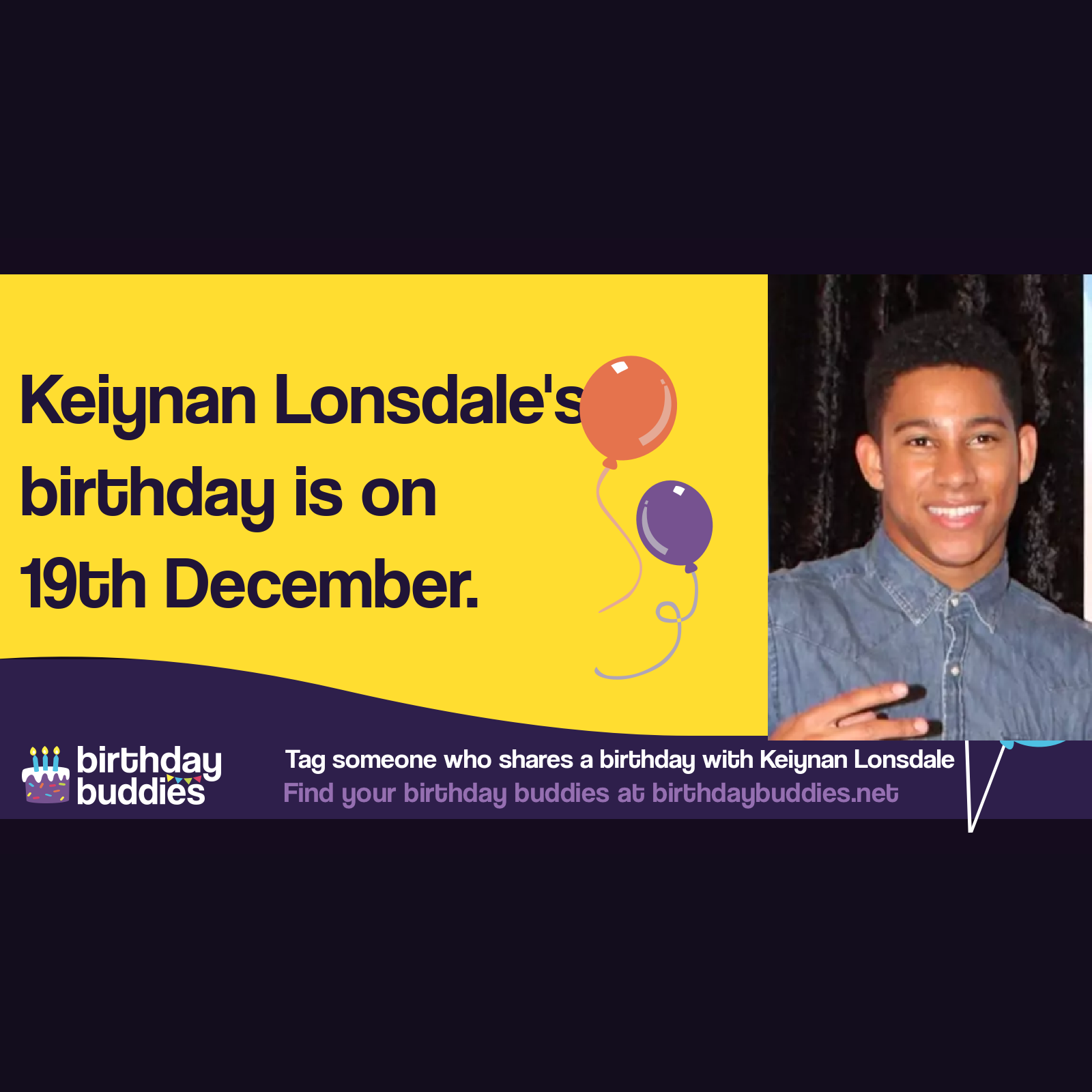 Keiynan Lonsdale’s birthday is 19th December 1991