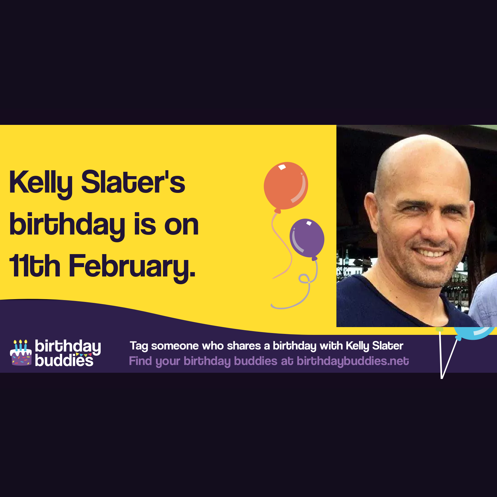 Kelly Slater's birthday is 11th February 1972