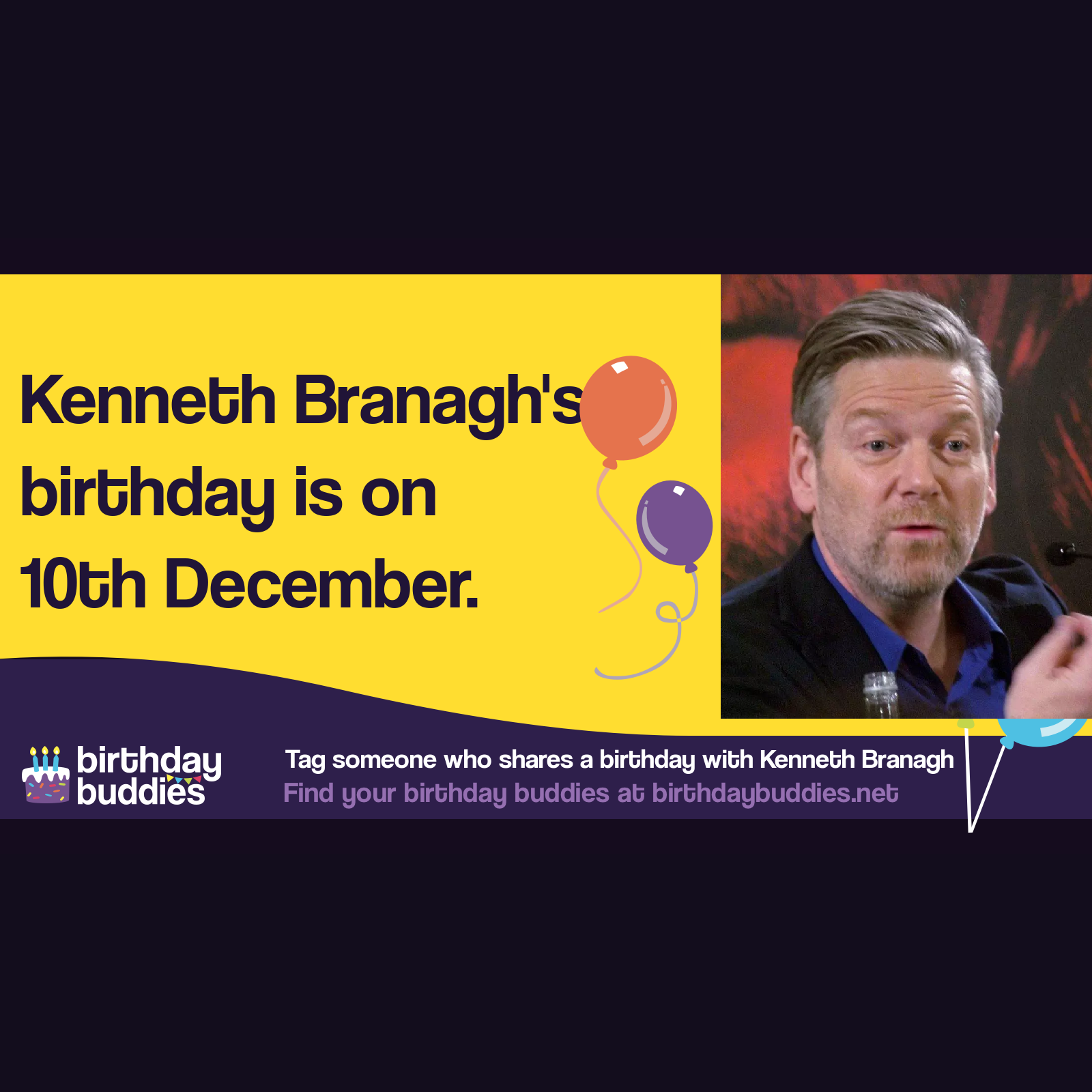 Kenneth Branagh's birthday is 10th December 1960