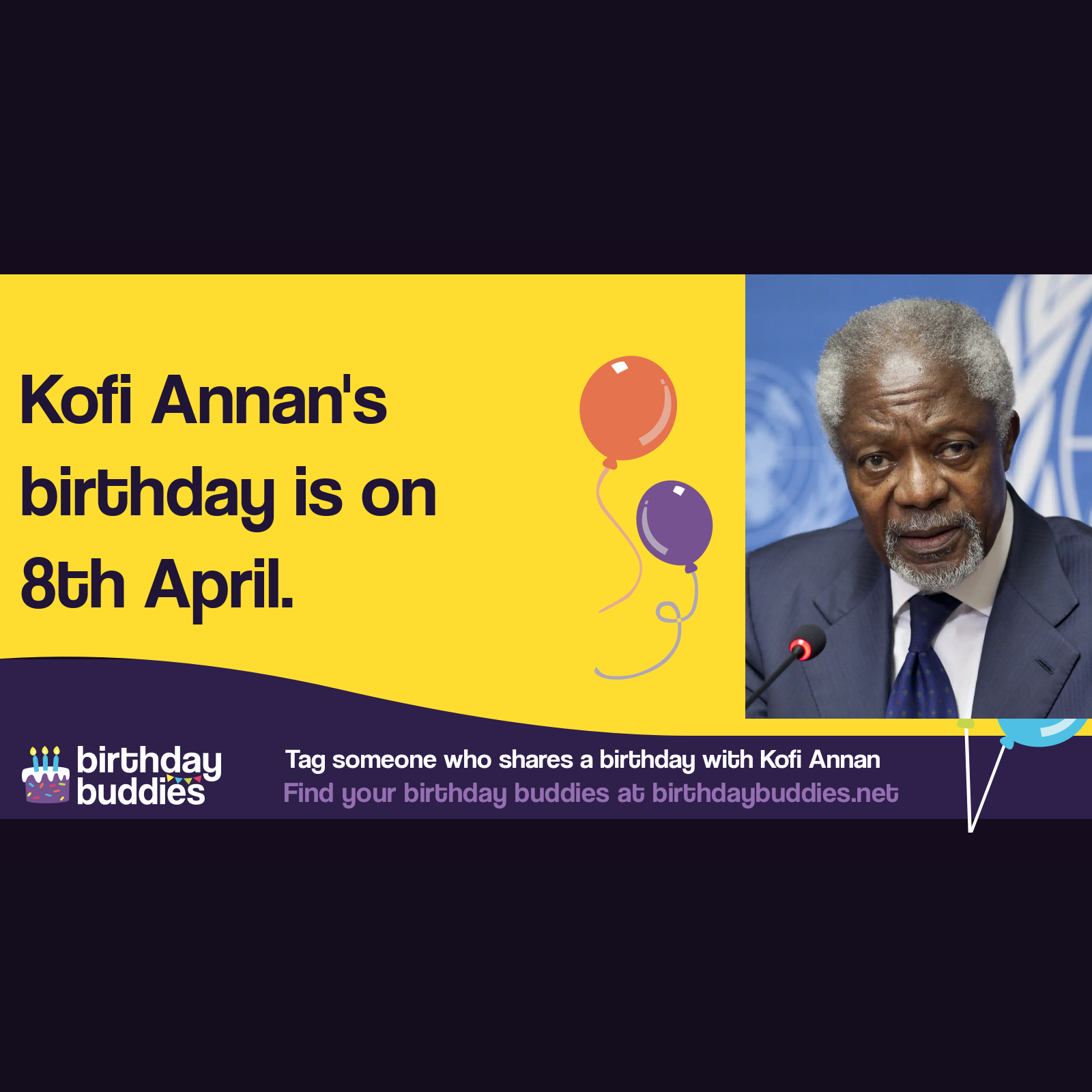 Kofi Annan's birthday was 8th April 1938