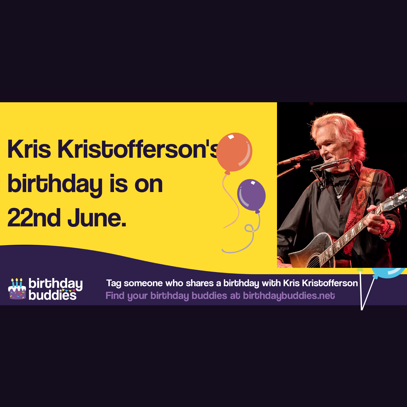 Kris Kristofferson’s birthday is 22nd June 1936