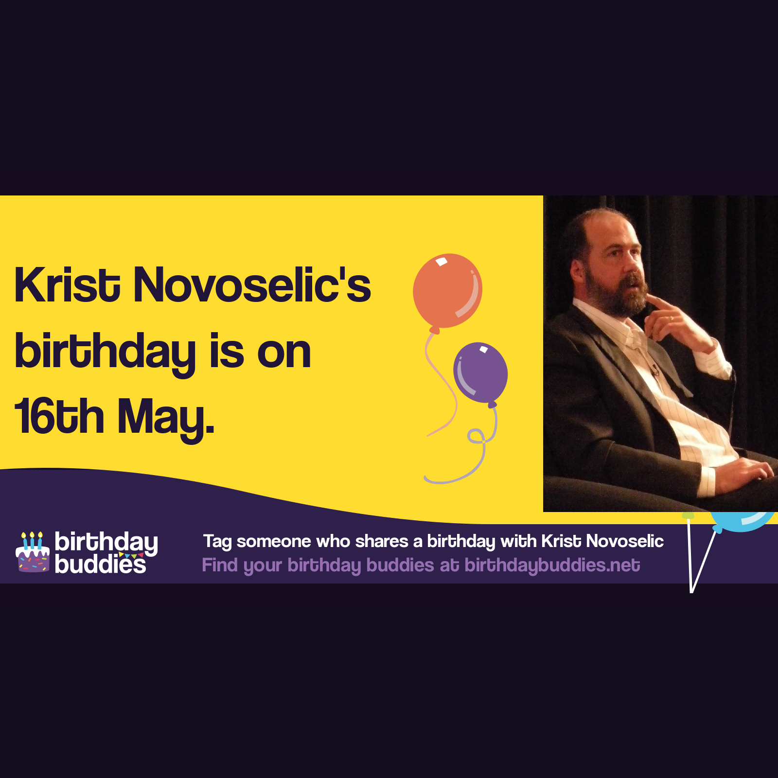 Krist Novoselic's birthday is 16th May 1965