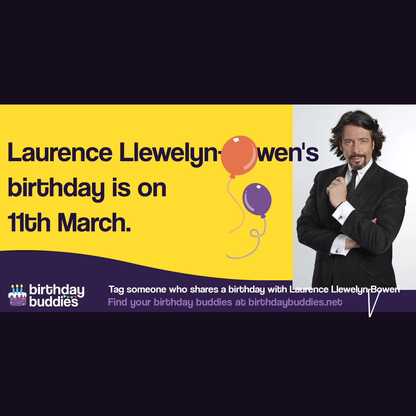 Laurence Llewelyn-Bowen’s birthday is 11th March 1965