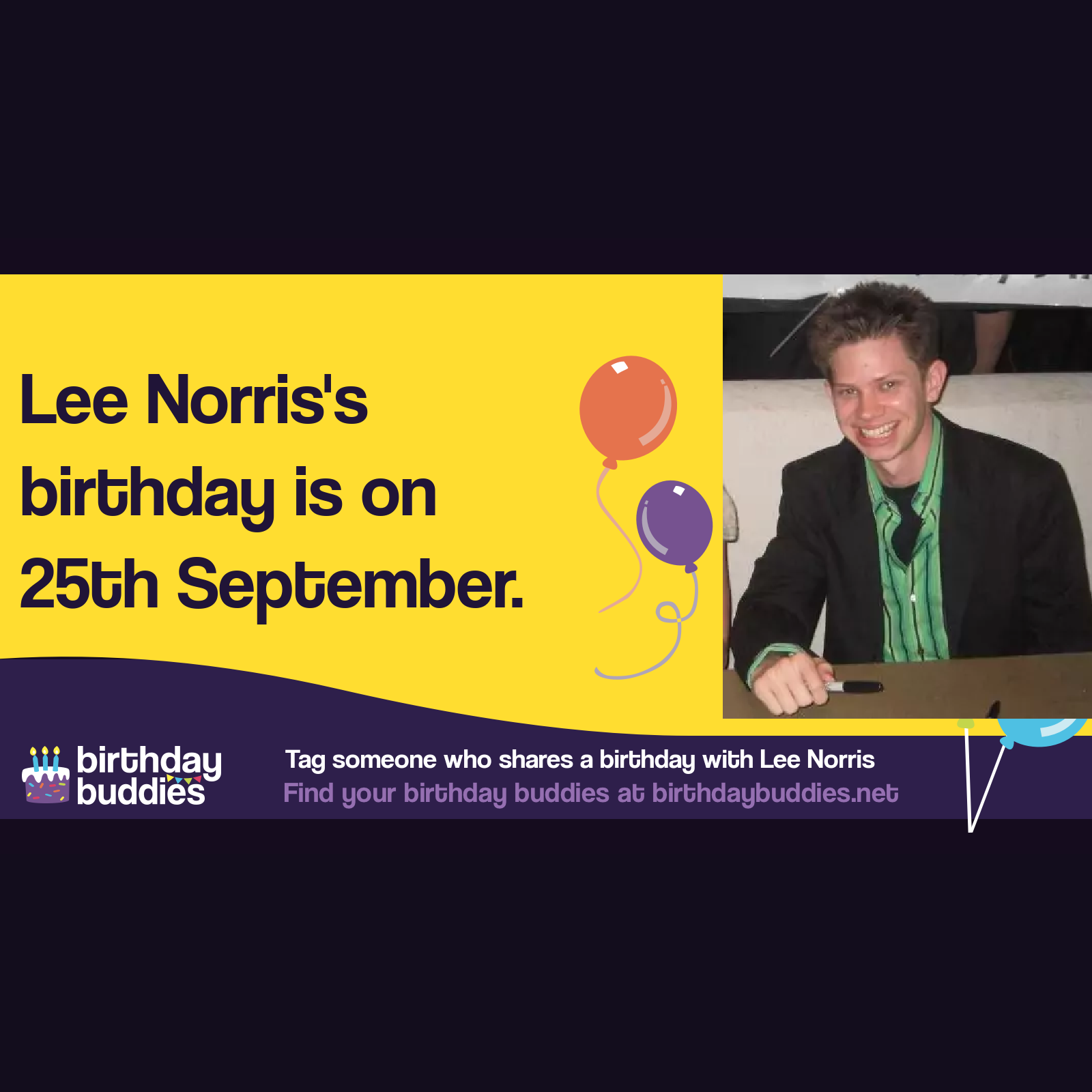 Lee Norris’s birthday is 25th September 1981