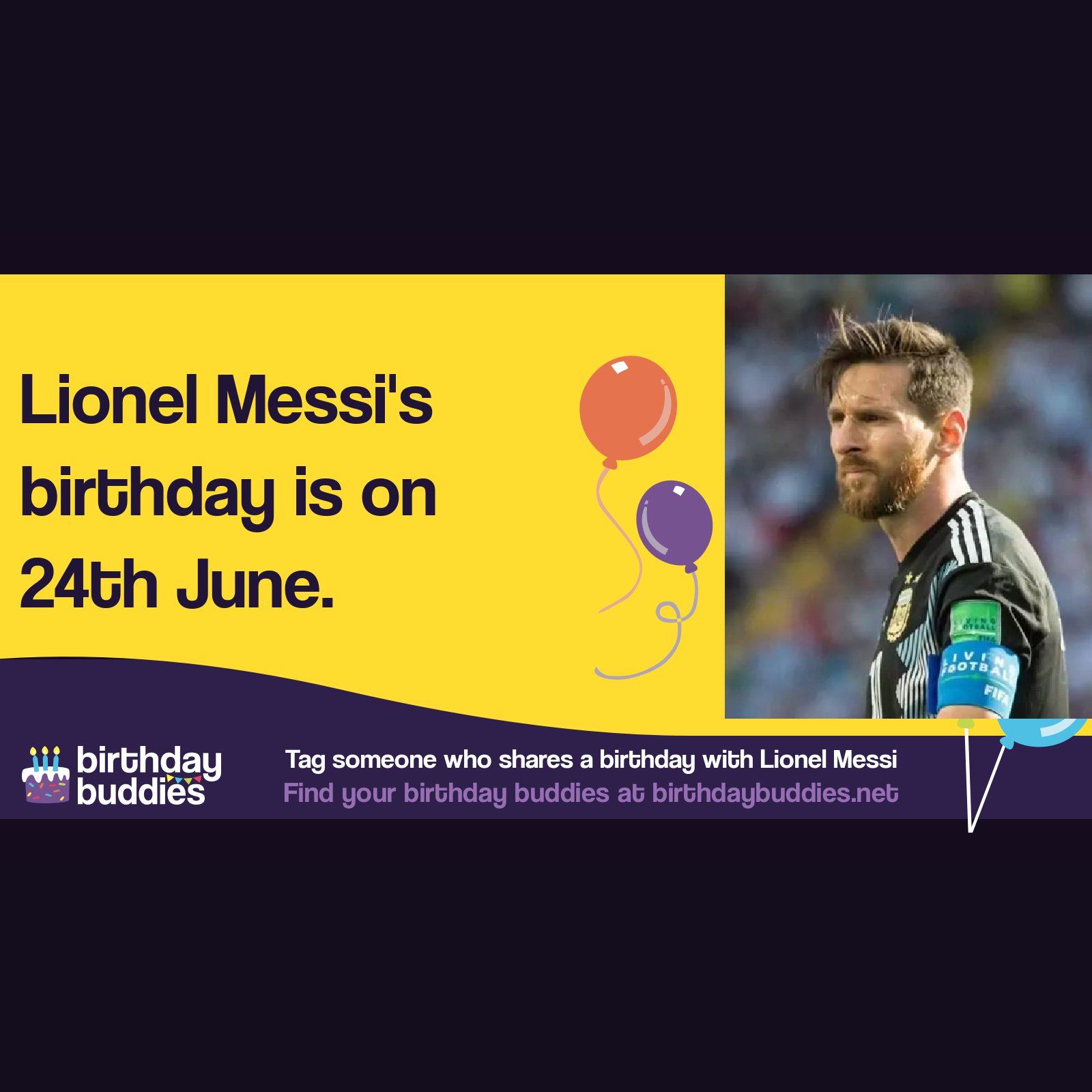 Lionel Messi’s birthday is 24th June 1987