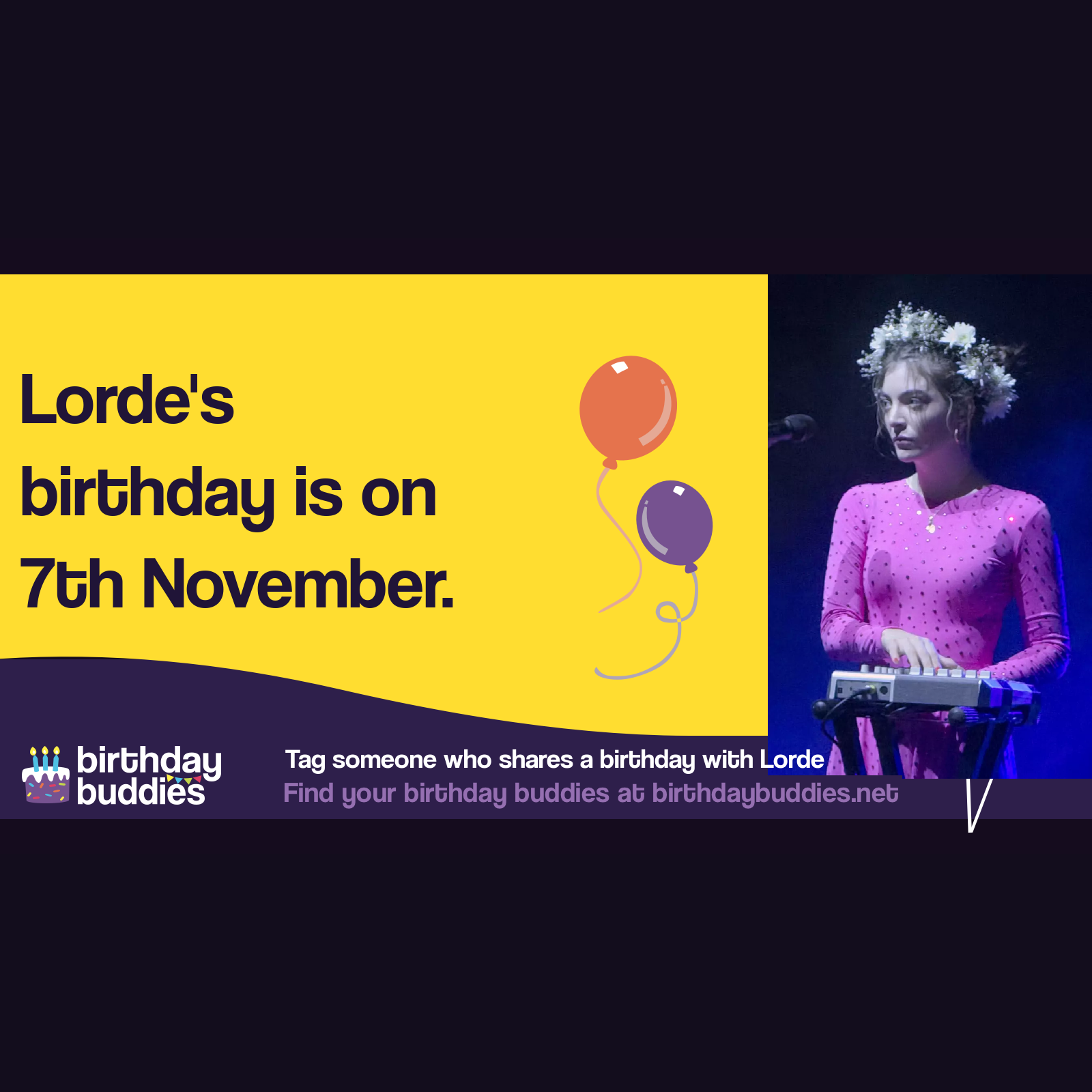 Lorde’s birthday is 7th November 1996