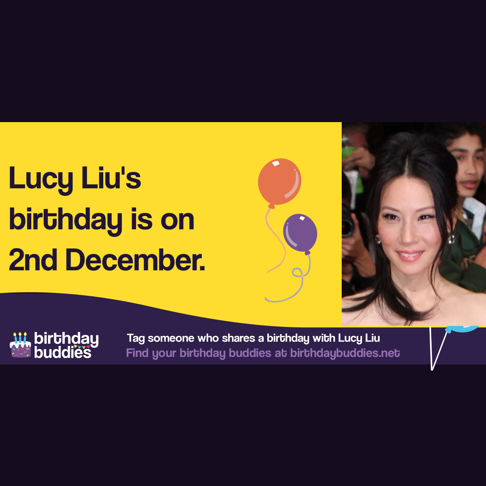 Lucy Liu’s birthday is 2nd December 1968