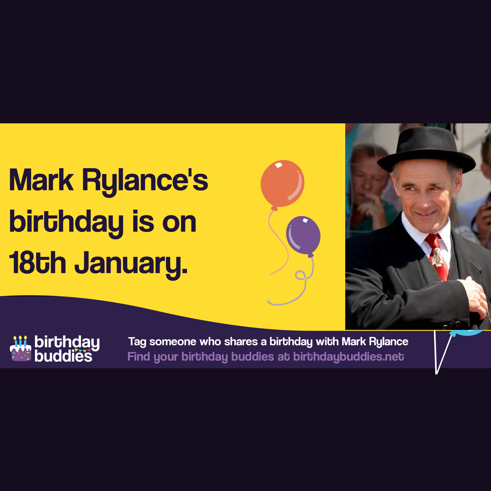 Mark Rylance's birthday is 18th January 1960