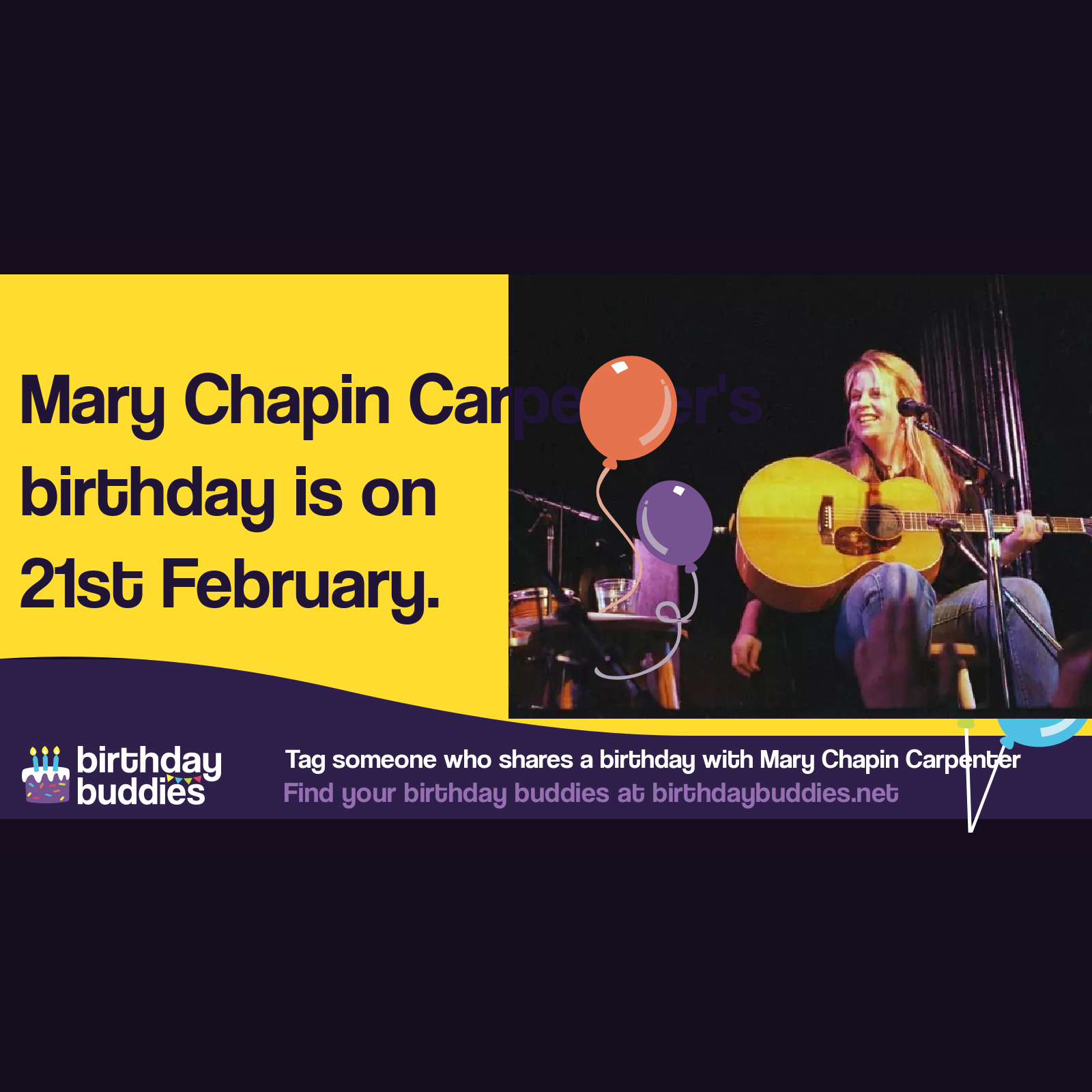 Mary Chapin Carpenter’s birthday is 21st February 1958