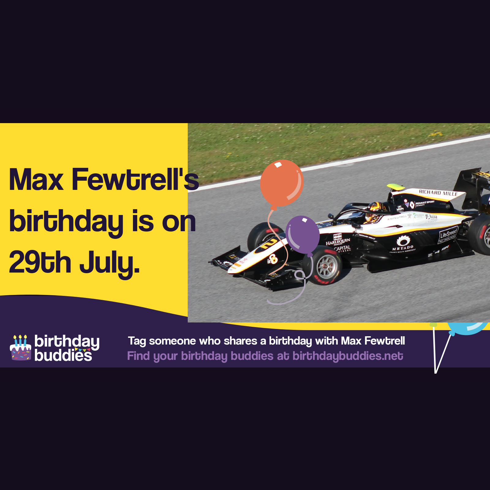 Max Fewtrell's birthday is 29th July 1999