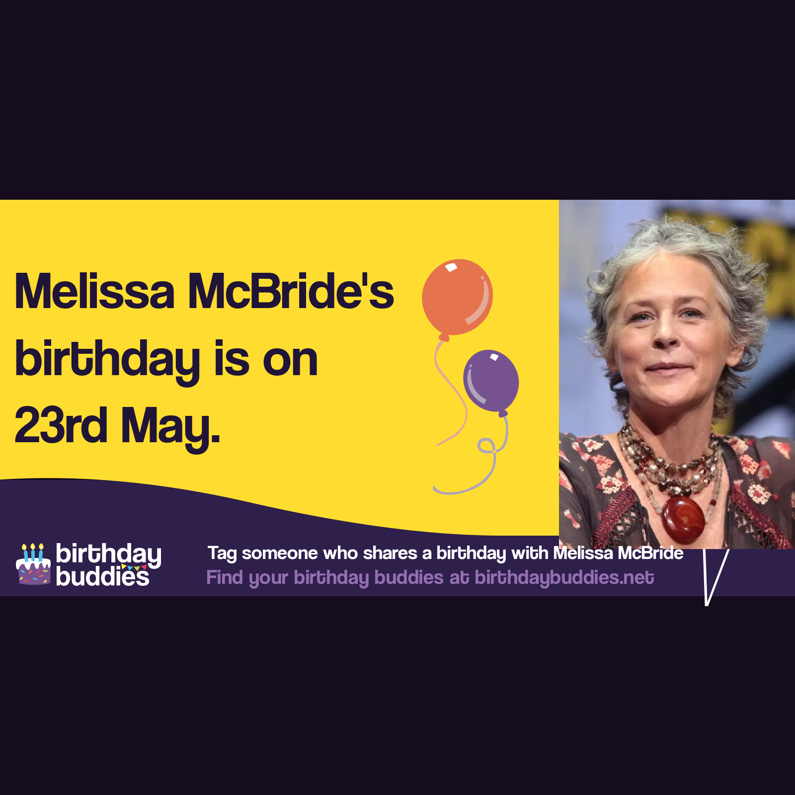Melissa McBride’s birthday is 23rd May 1965