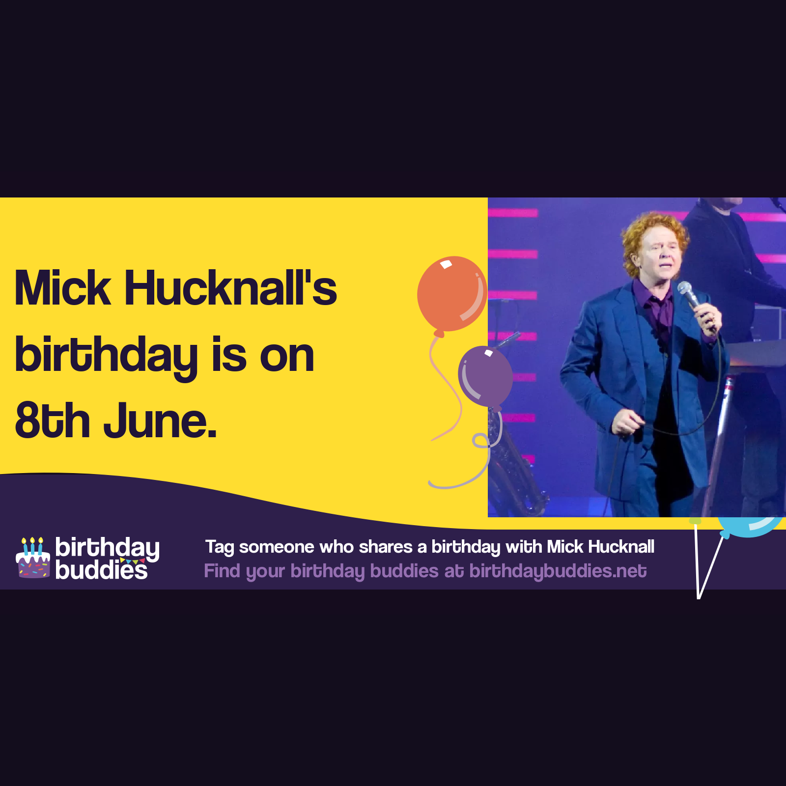 Mick Hucknall’s birthday is 8th June 1960