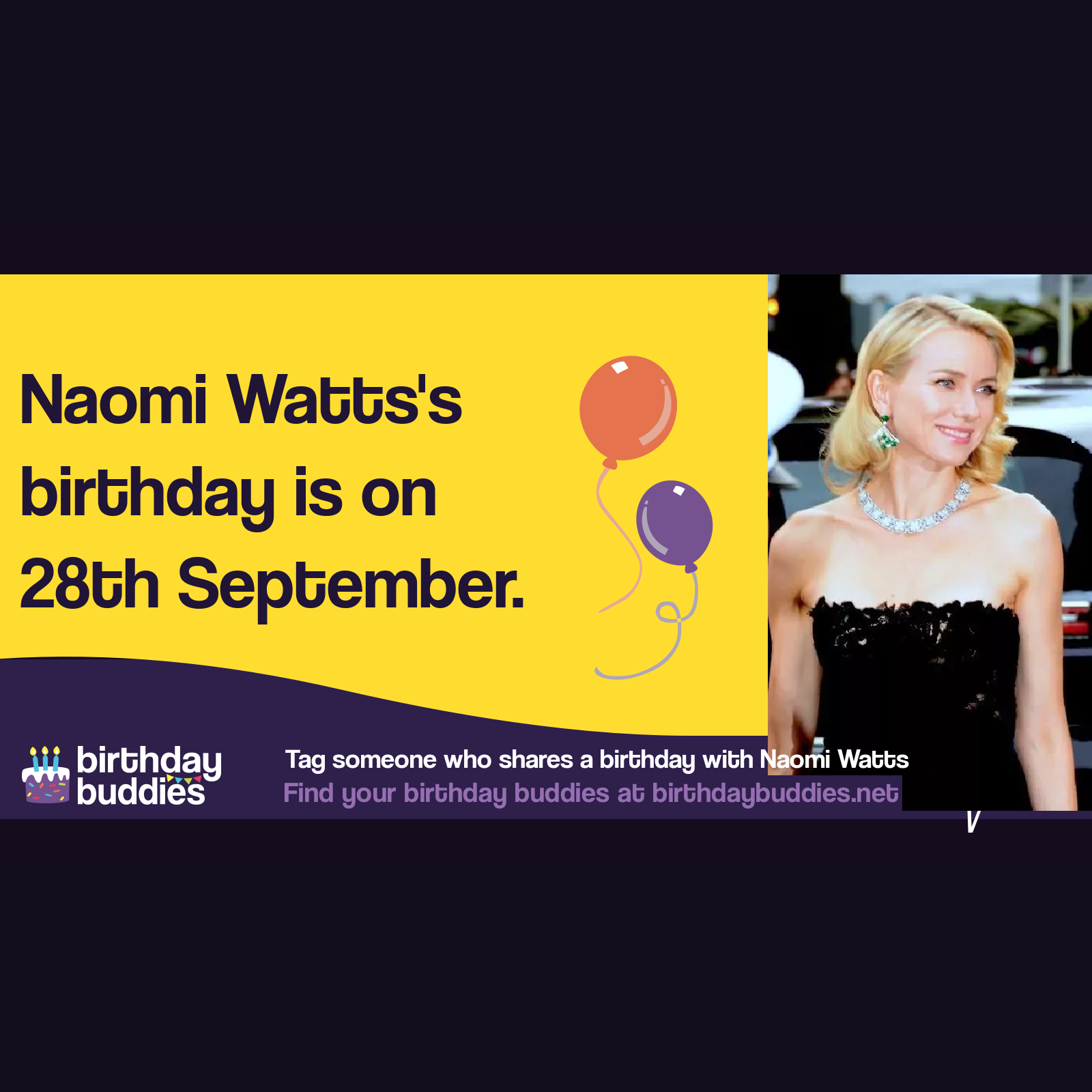 Naomi Watts’s birthday is 28th September 1968