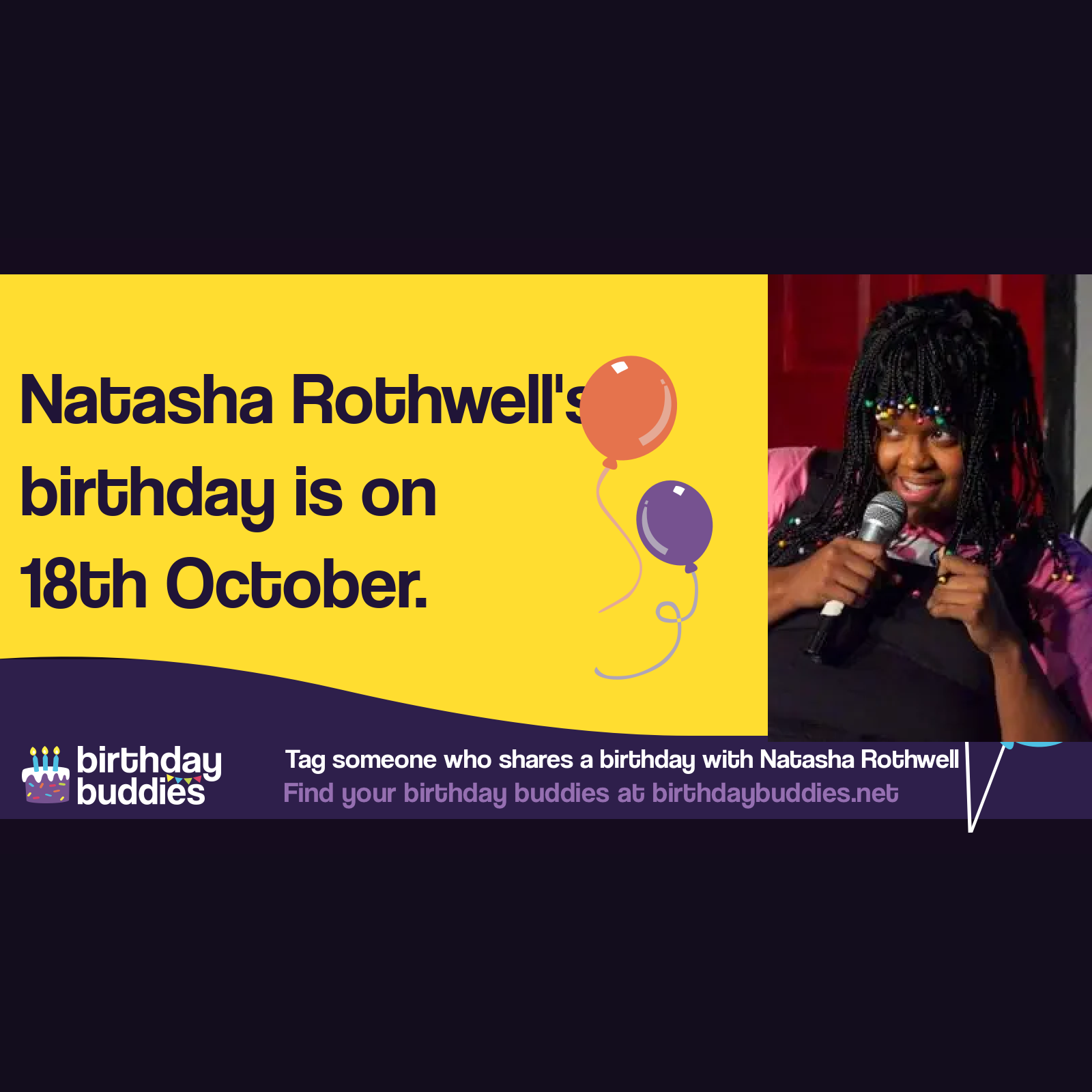 Natasha Rothwell's birthday is 18th October 1980