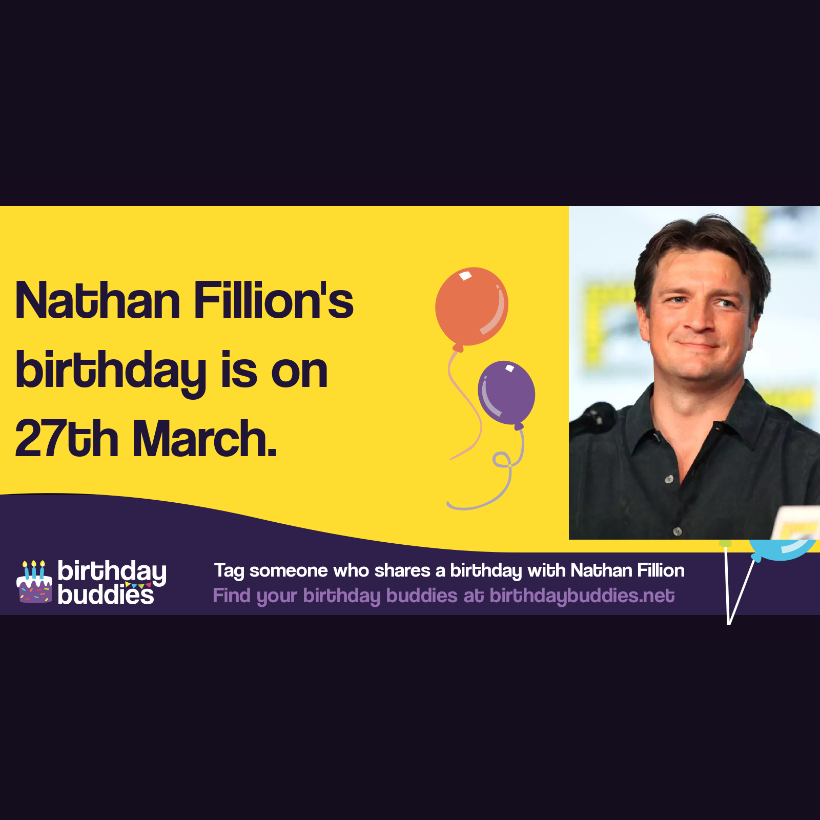 Nathan Fillion’s birthday is 27th March 1971