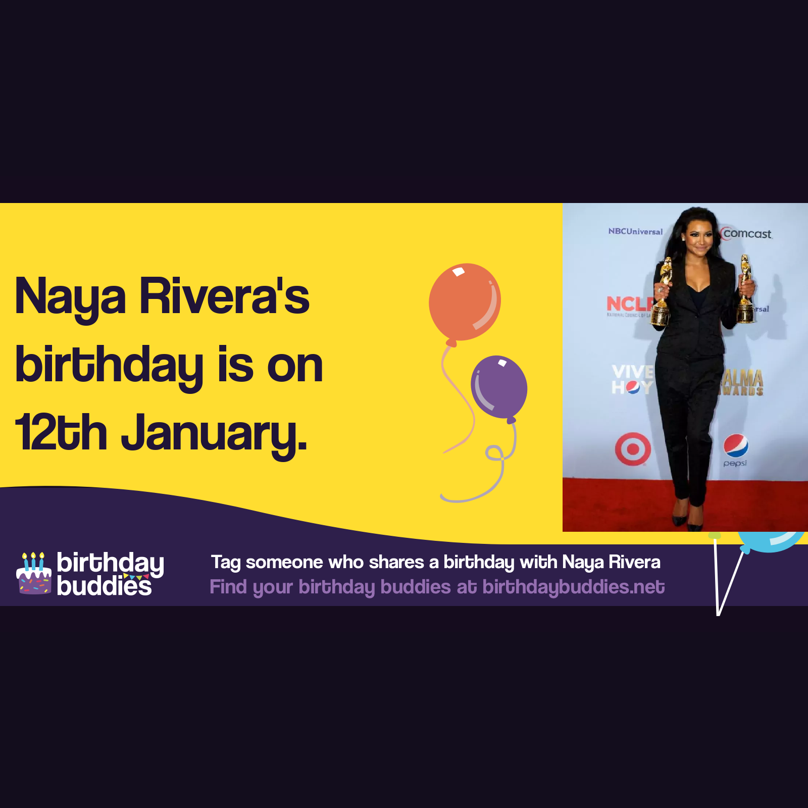 Naya Rivera's birthday was 12th January 1987