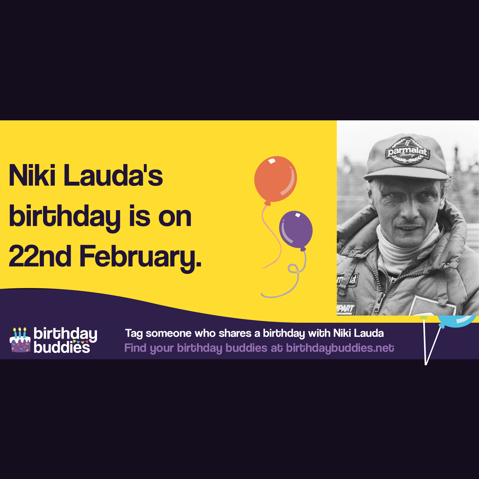 Niki Lauda's birthday was 22nd February 1949