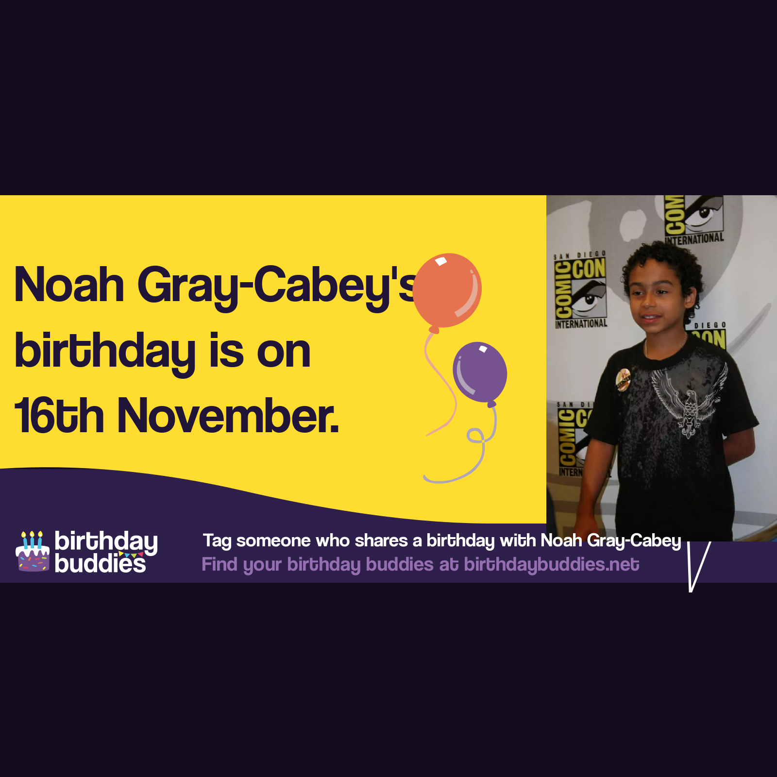 Noah Gray-Cabey’s birthday is 16th November 1995