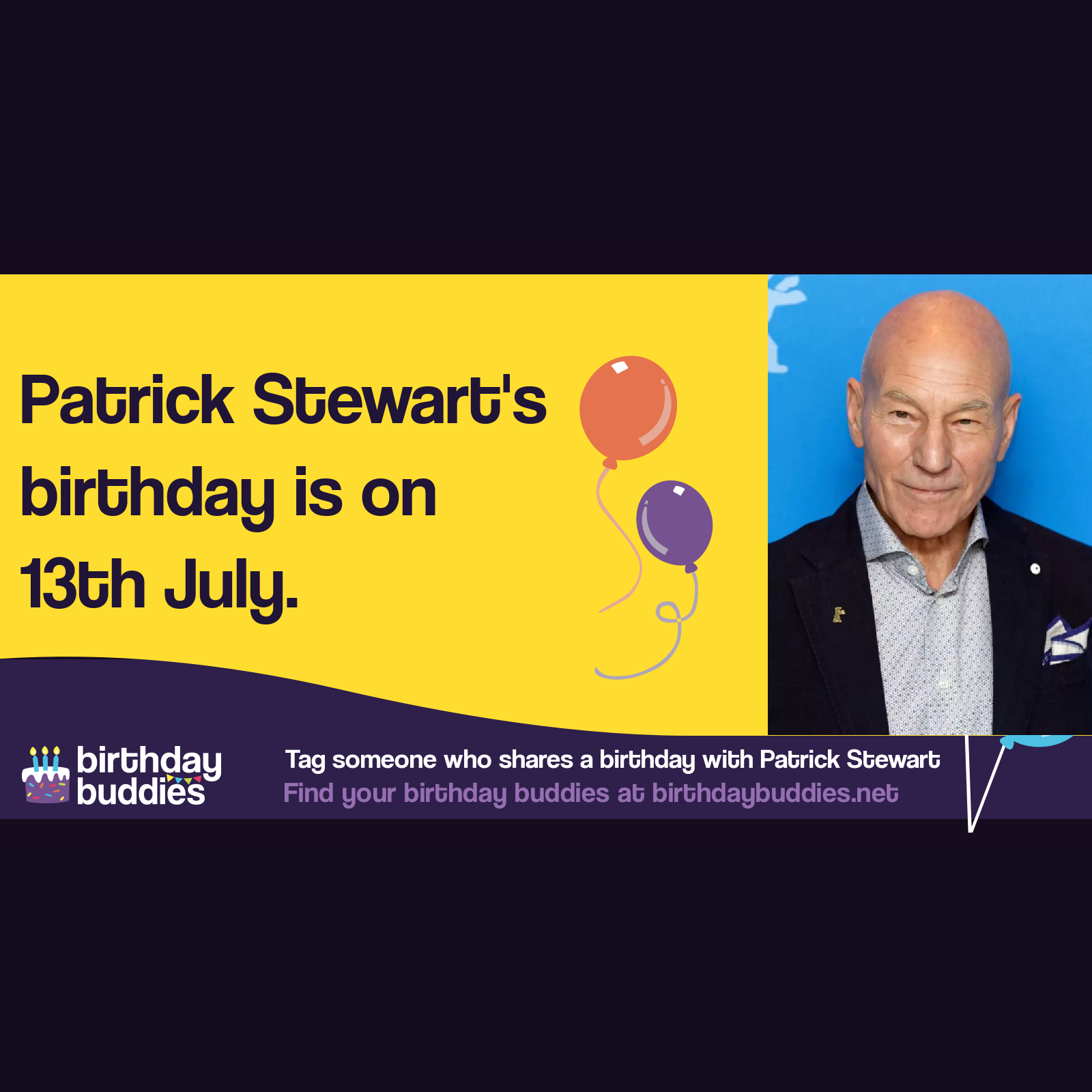 Patrick Stewart's birthday is 13th July 1940