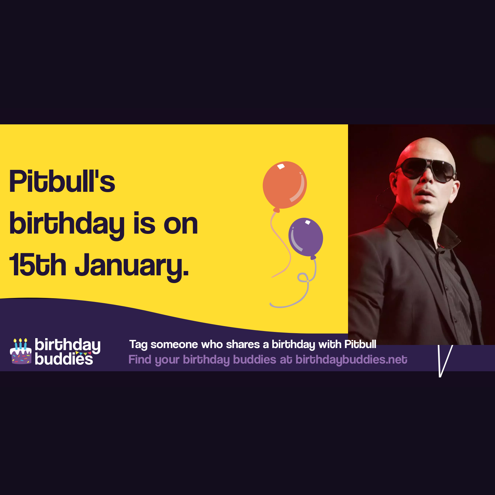Pitbull’s birthday is 15th January 1981