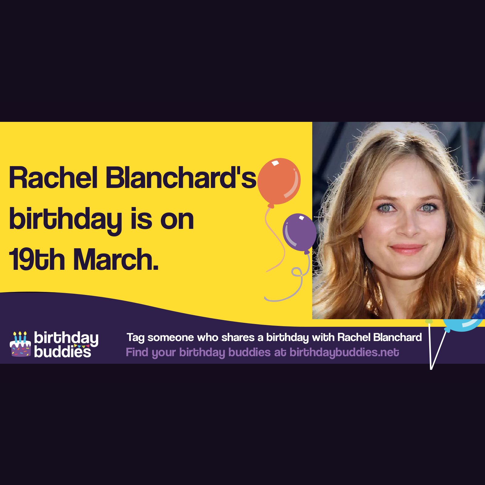 Rachel Blanchard’s birthday is 19th March 1976