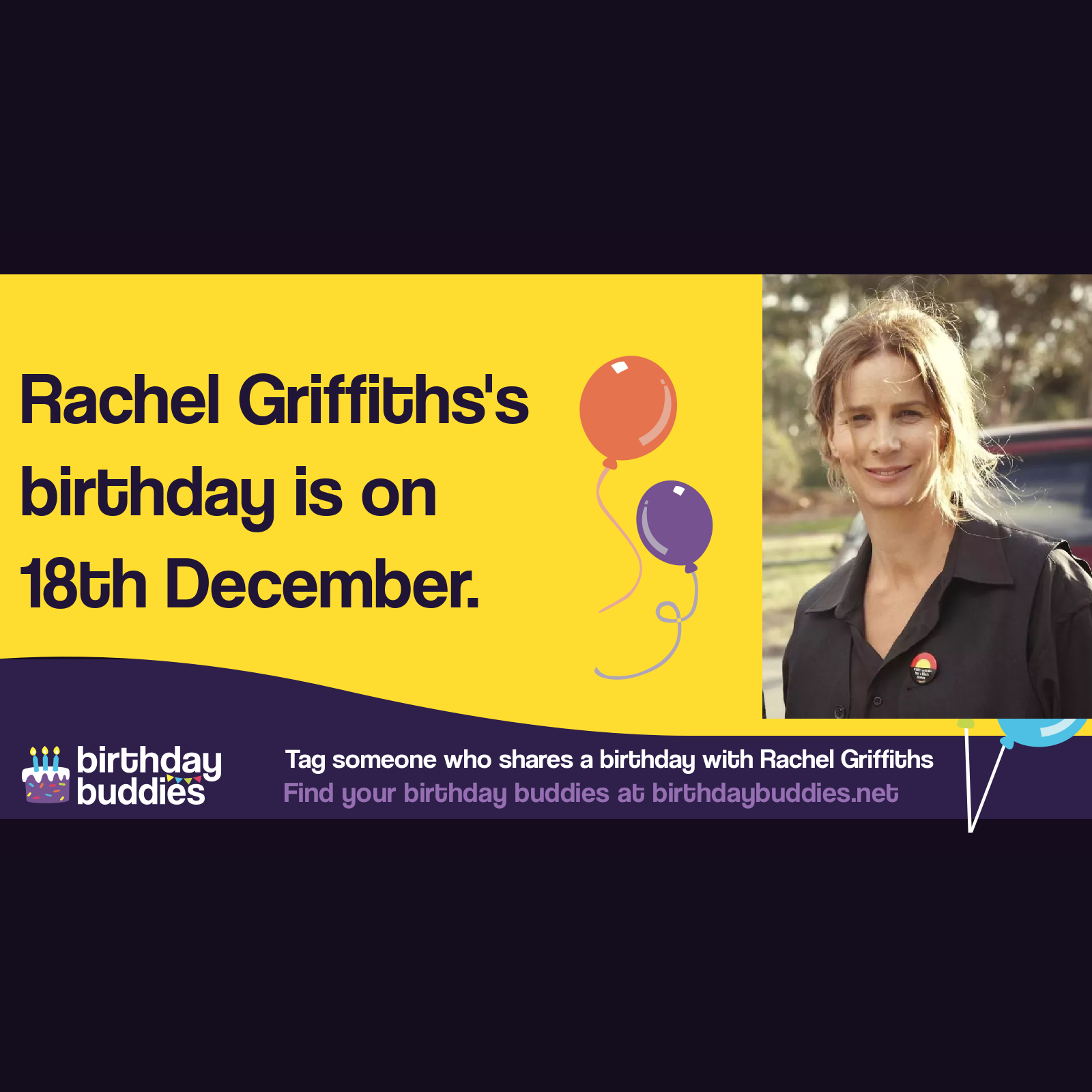 Rachel Griffiths’s birthday is 18th December 1968