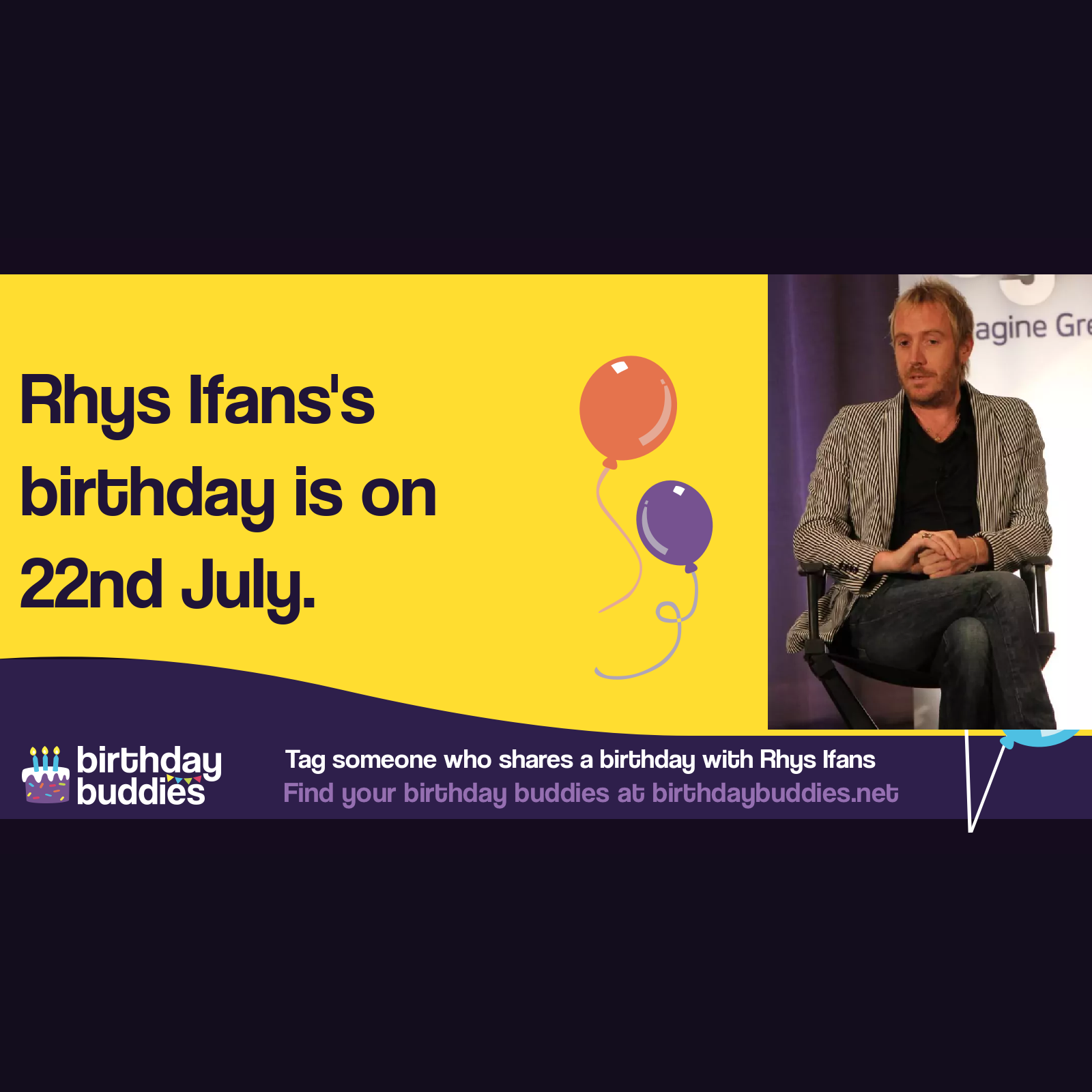 Rhys Ifans’s birthday is 22nd July 1967