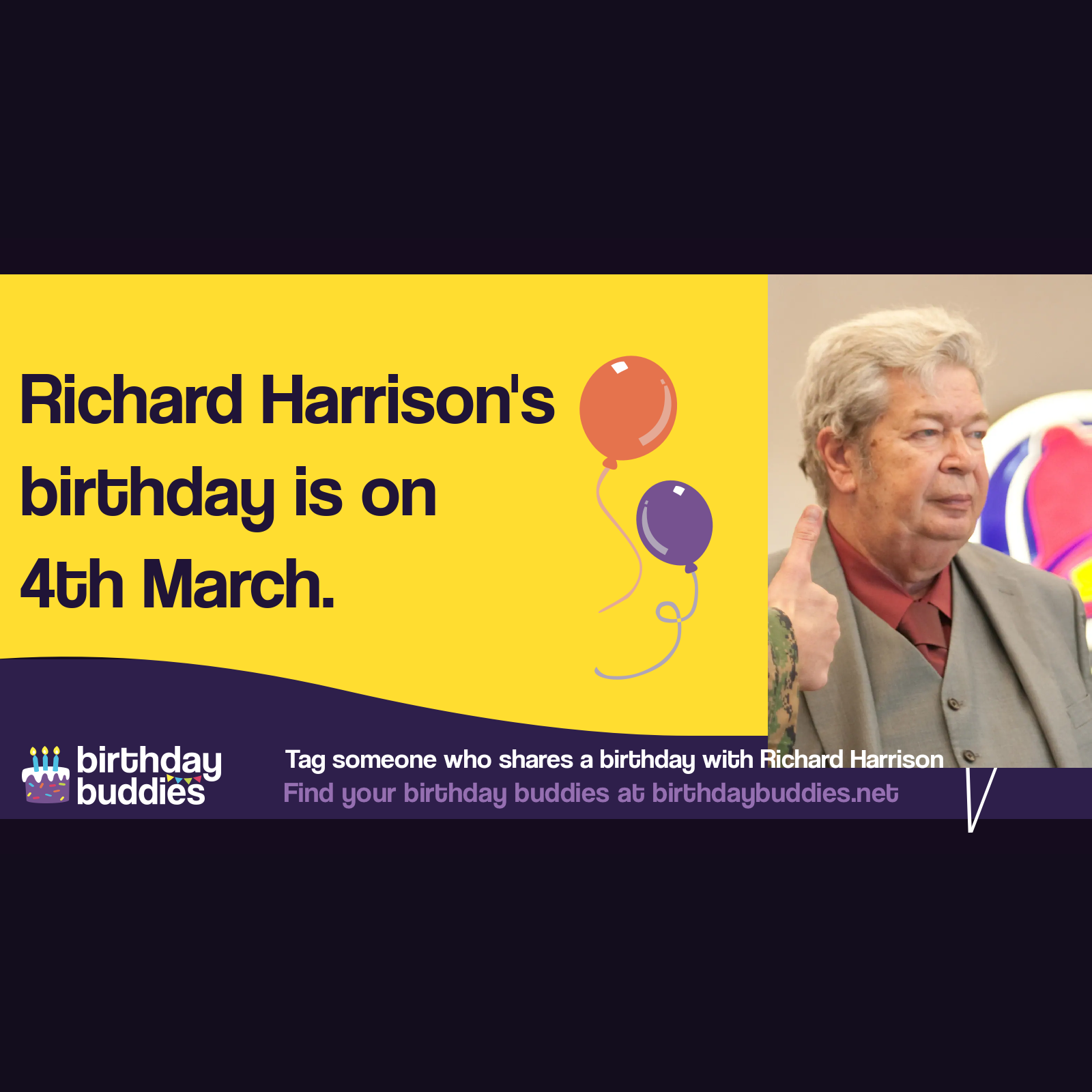 Richard Harrison’s birthday was 4th March 1941