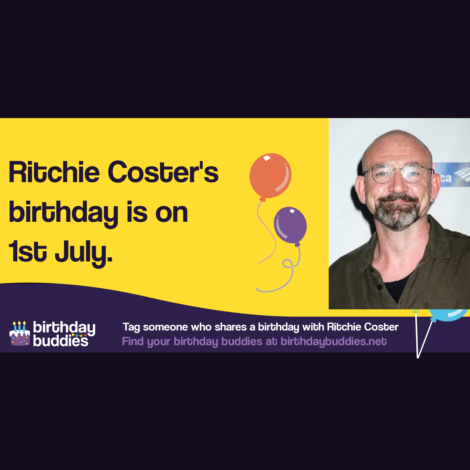Ritchie Coster&rsquo;s birthday is 1st July 1967