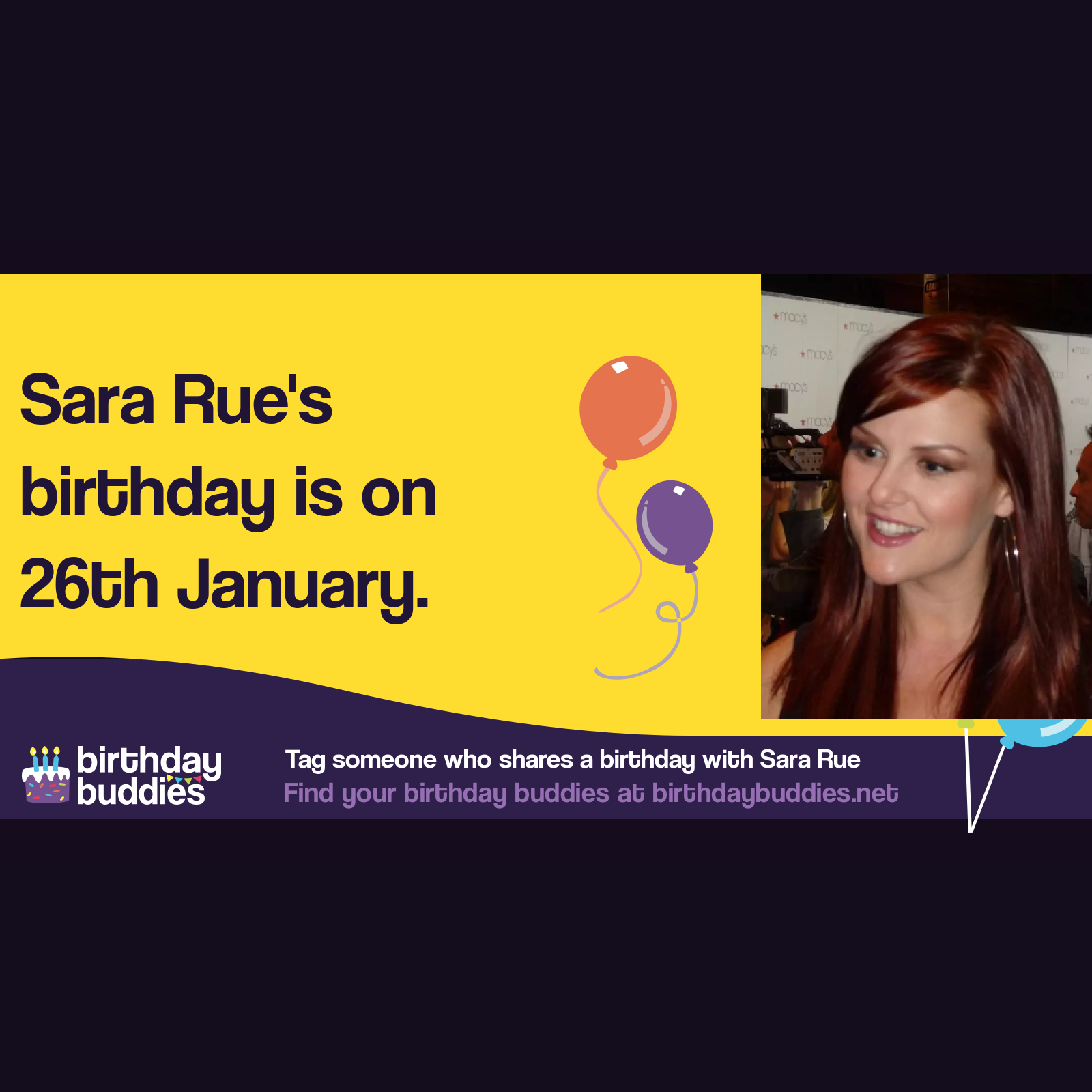 Sara Rue’s birthday is 26th January 1979