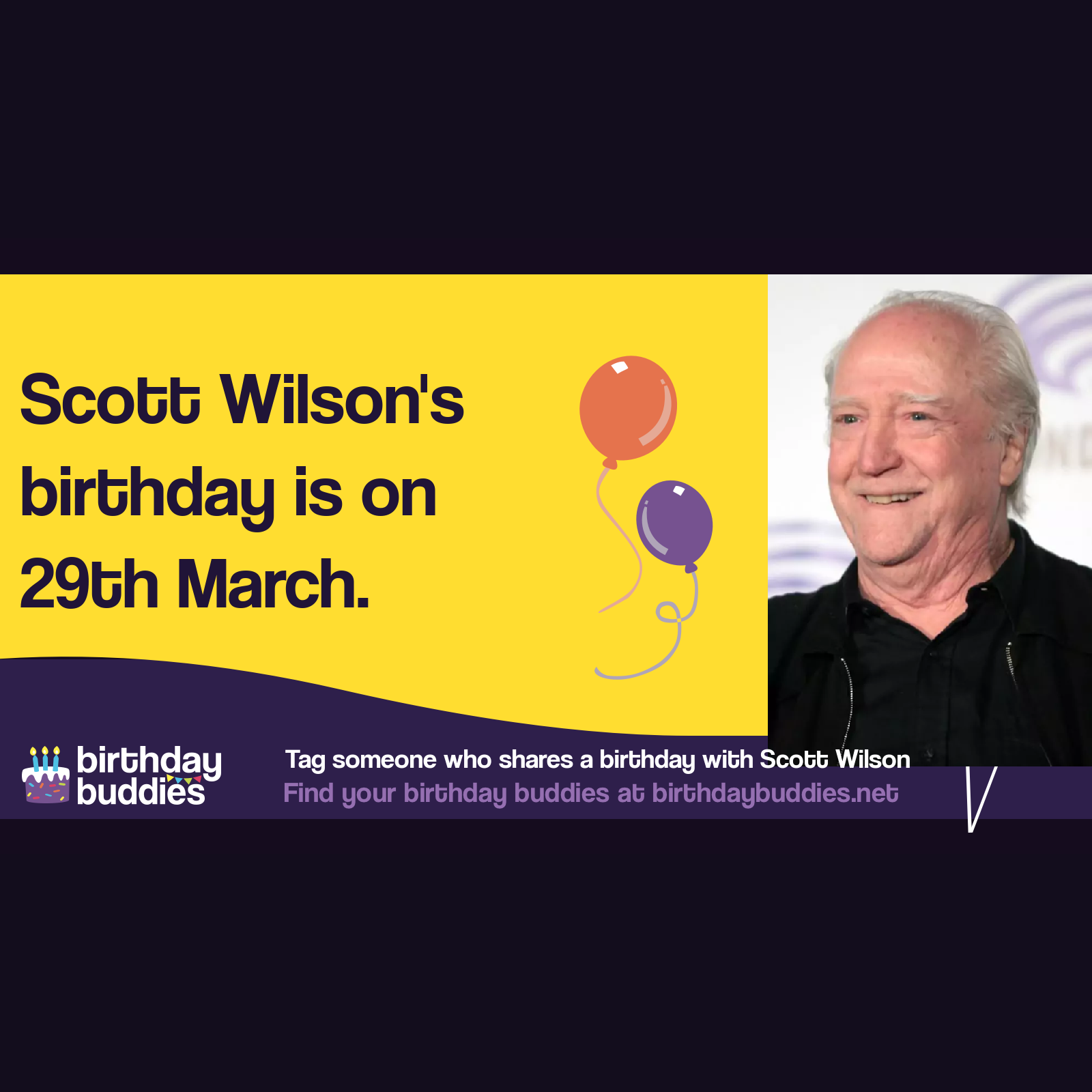 Scott Wilson’s birthday was 29th March 1942