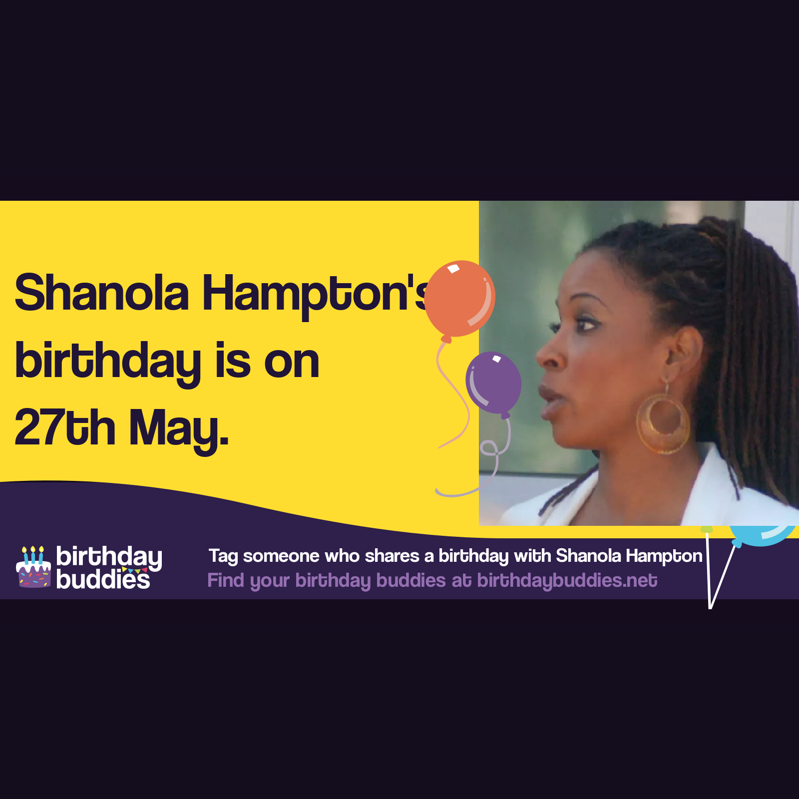 Shanola Hampton’s birthday is 27th May 1977