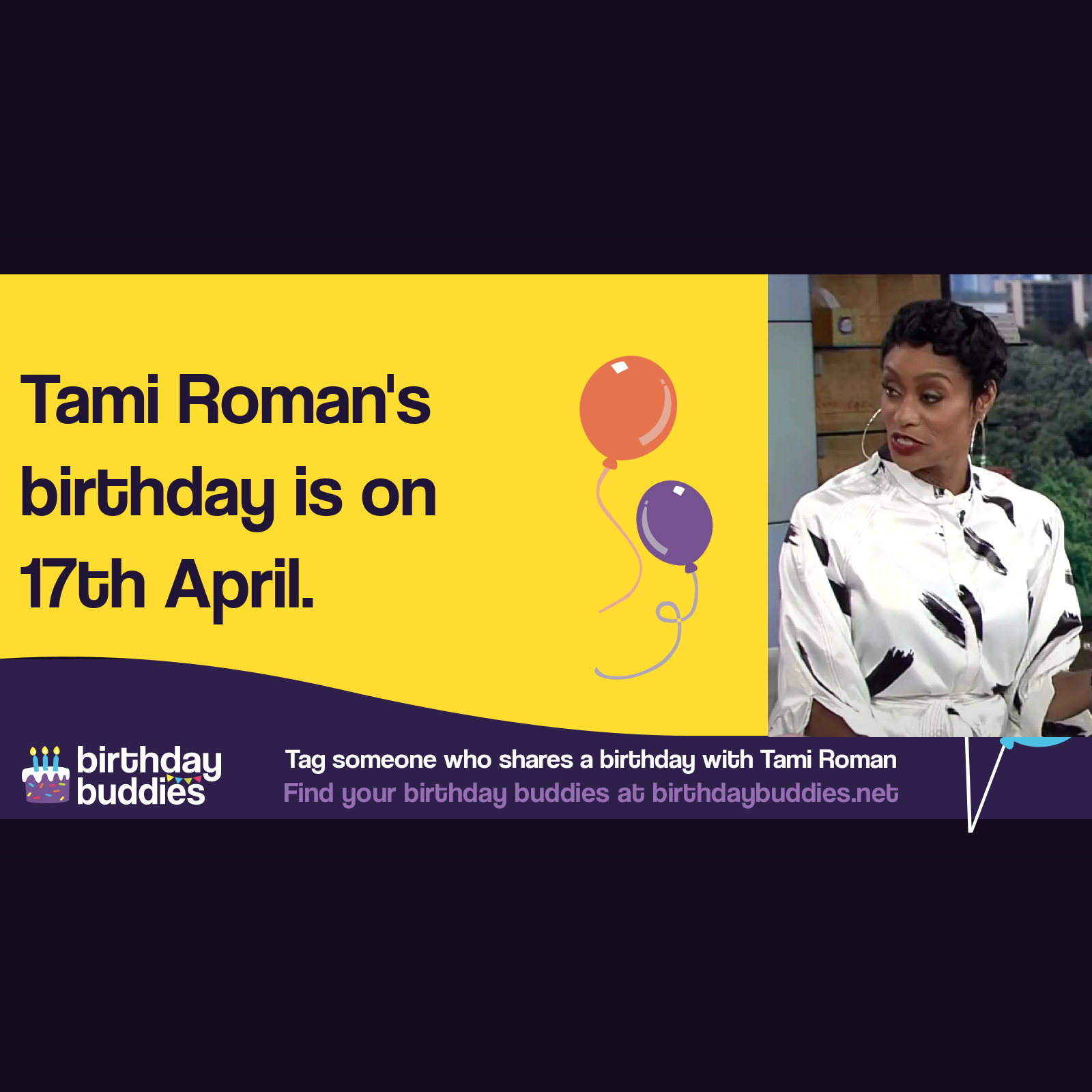 Tami Roman's birthday is 17th April 1970
