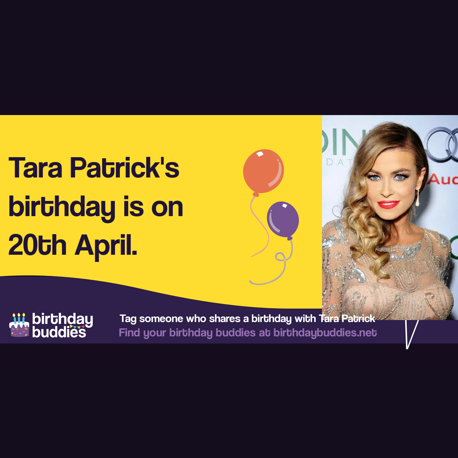 Tara Patrick's birthday is 20th April 1972