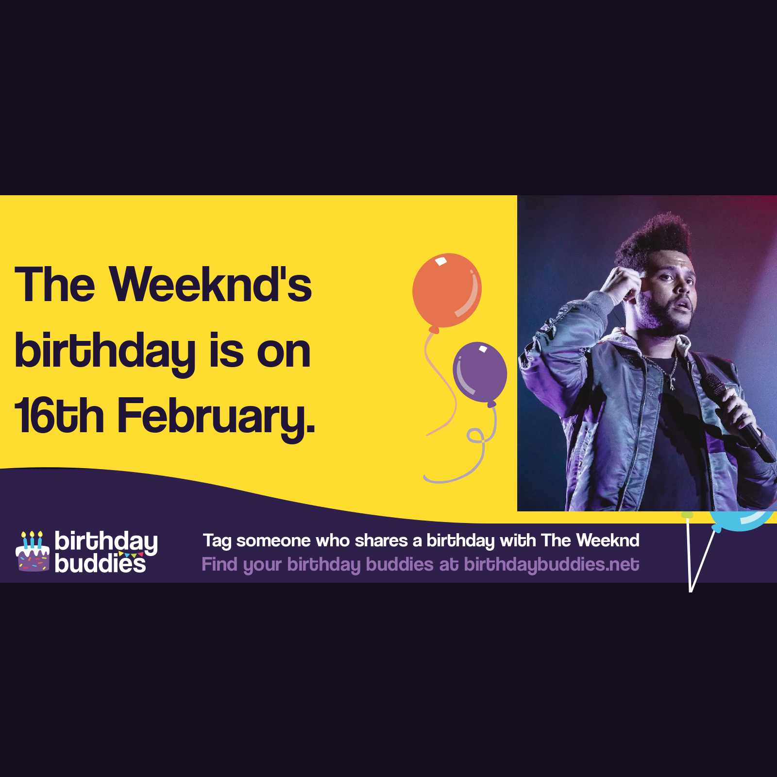 The Weeknd’s birthday is 16th February 1990