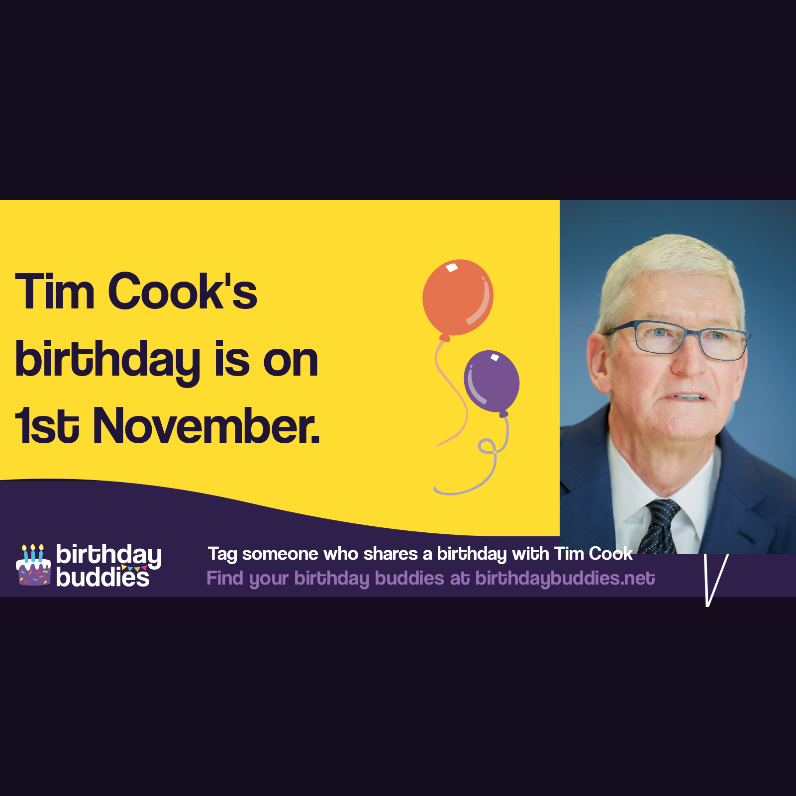 Tim Cook's birthday is 1st November 1960