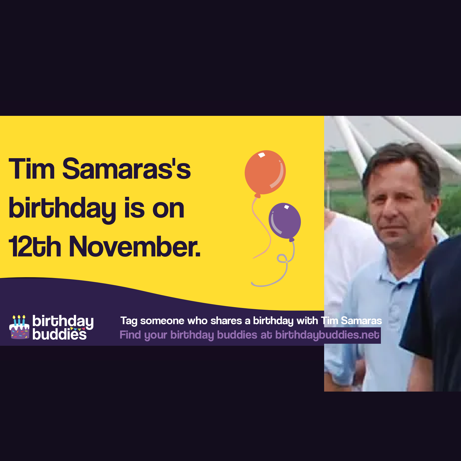 Tim Samaras's birthday was 12th November 1957