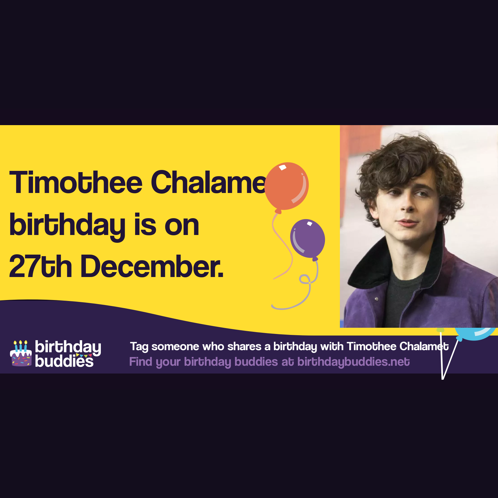 Timothée Chalamet’s birthday is 27th December 1995